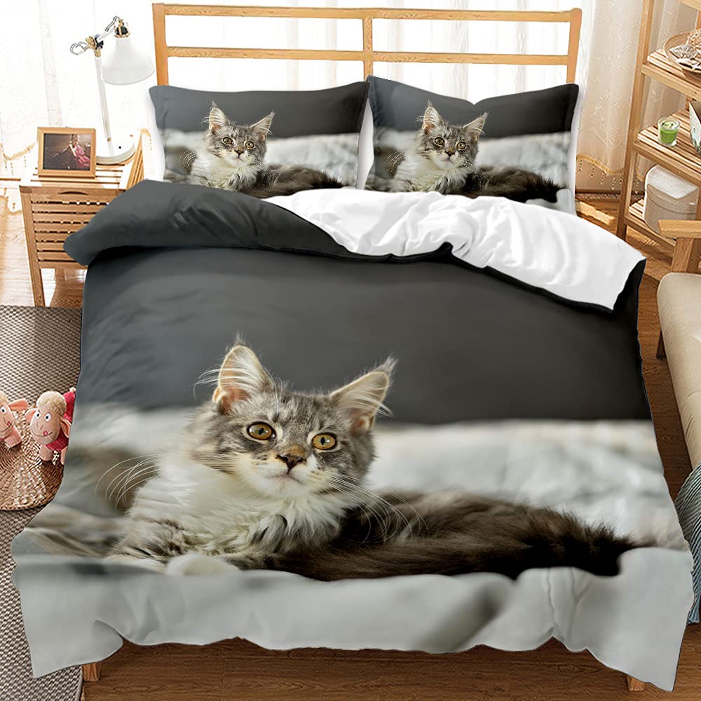 Ensemble de literie mignon chat et chien 3 pièces housse de couette enfant A8