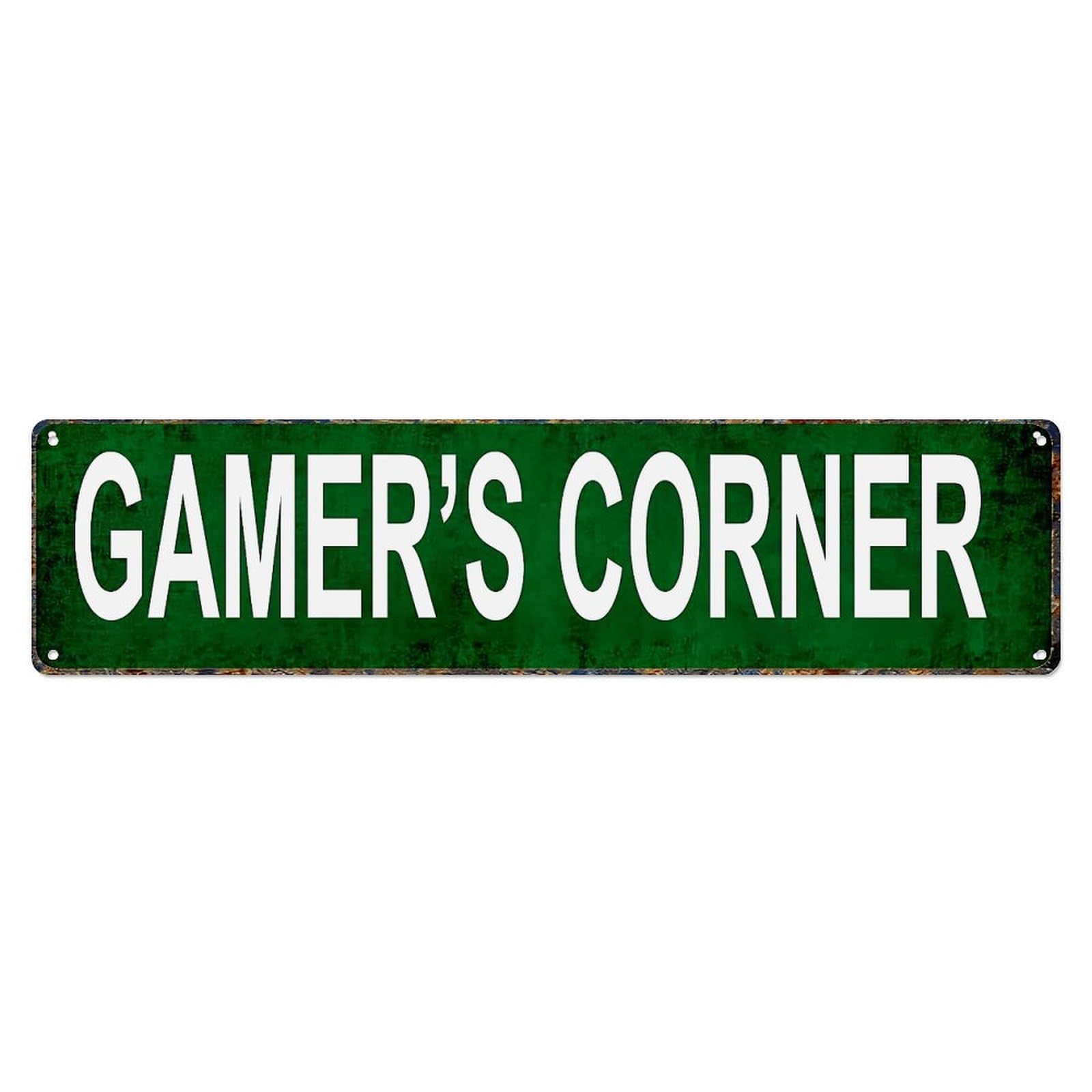 Gamer S Corner Sign Pattern Metal Tin Sign Plaque