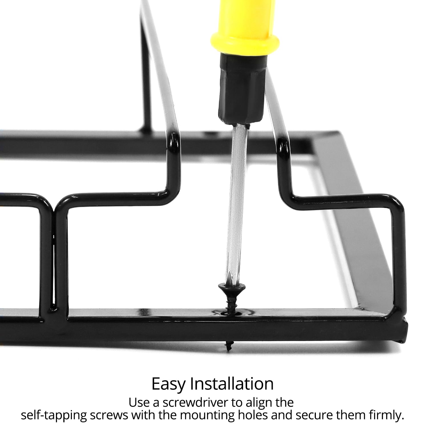 QWORK® - Juego de 2 soporte copas colgante, soporte para copas de vino de 7 filas, colgador de copas de vino de metal, para barra de cocina, negro