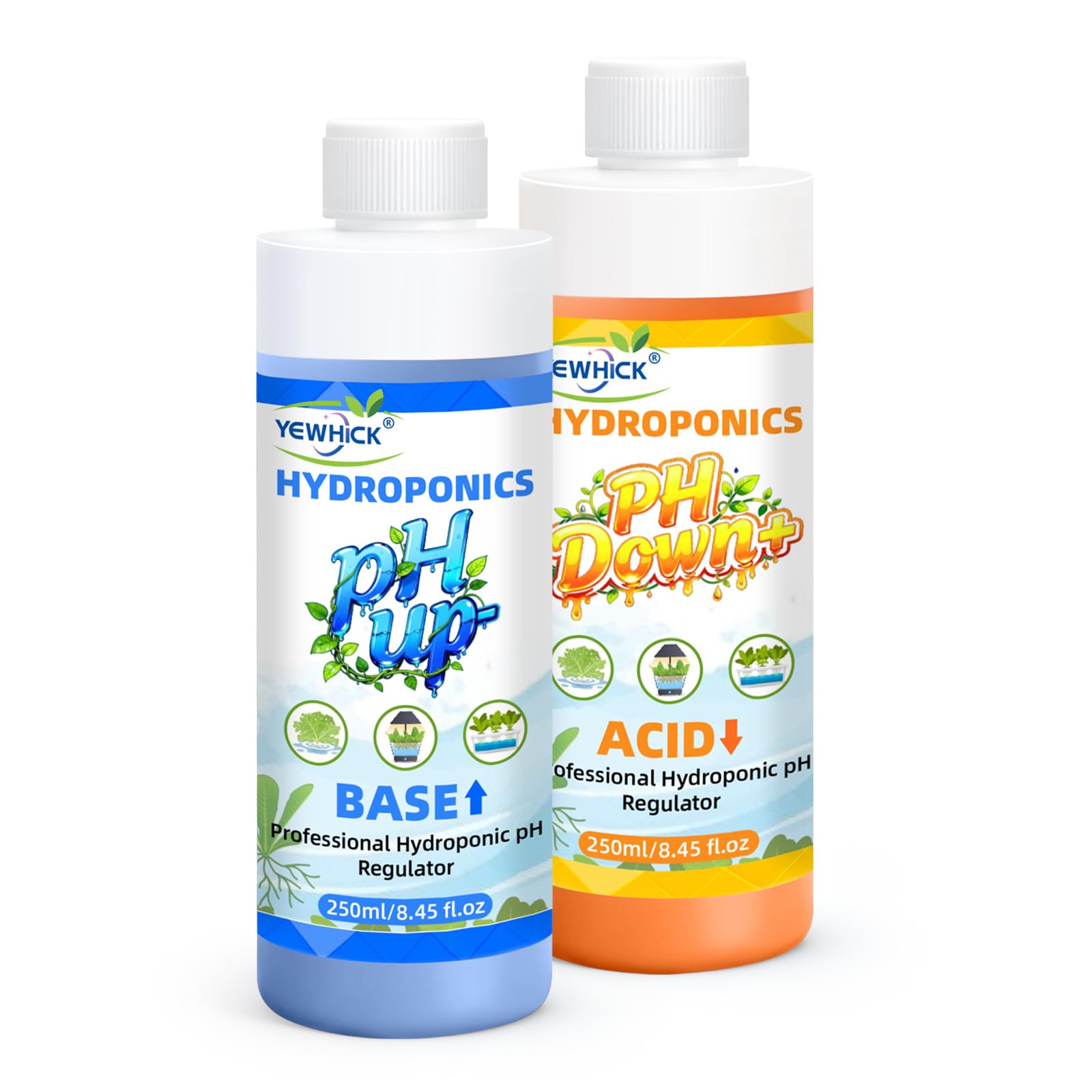 pH UP and Down for Hydroponic, Adjust The pH Balance of Reservoir Water and Nutrient Solutions in Hydroponics Growing System, pH Adjuster, pH Down Acid and pH UP Base 8.4oz