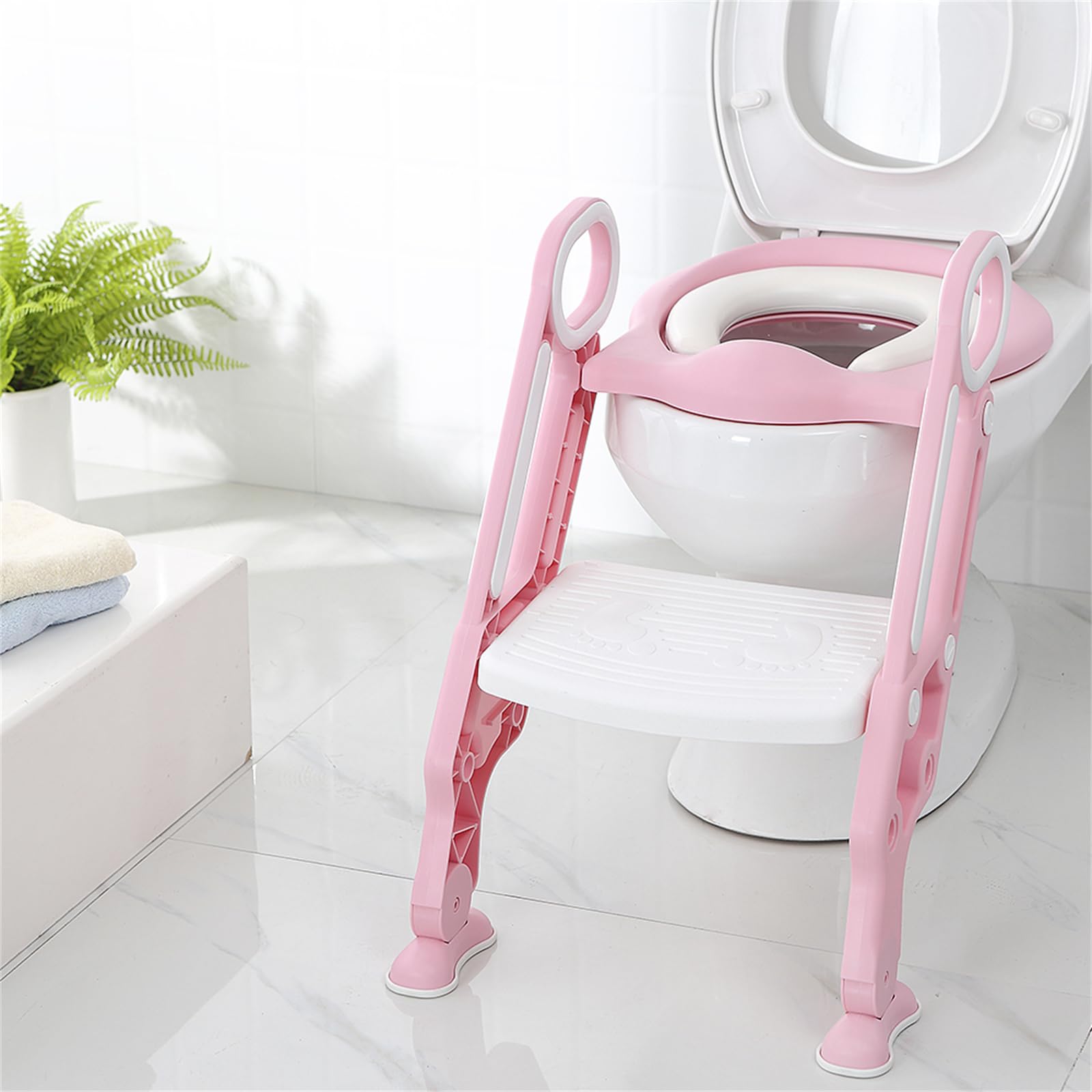 Homewell Riduttore WC Bambino Con Passeggiata,Sedile WC Pieghevole Per Bambini Allenare I Bambini Per Andare Al WC In Modo Autonomo