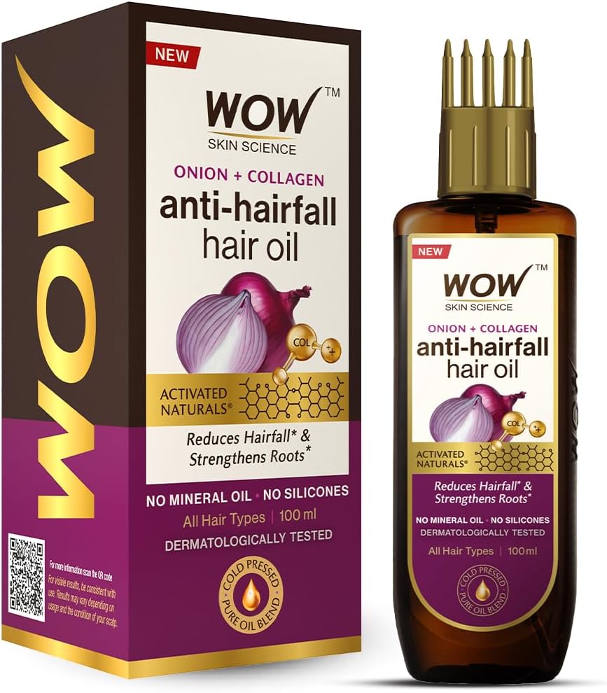 WOW Skin Science Onion Oil – Black Seed Hair With Comb Applicator Controls Fall