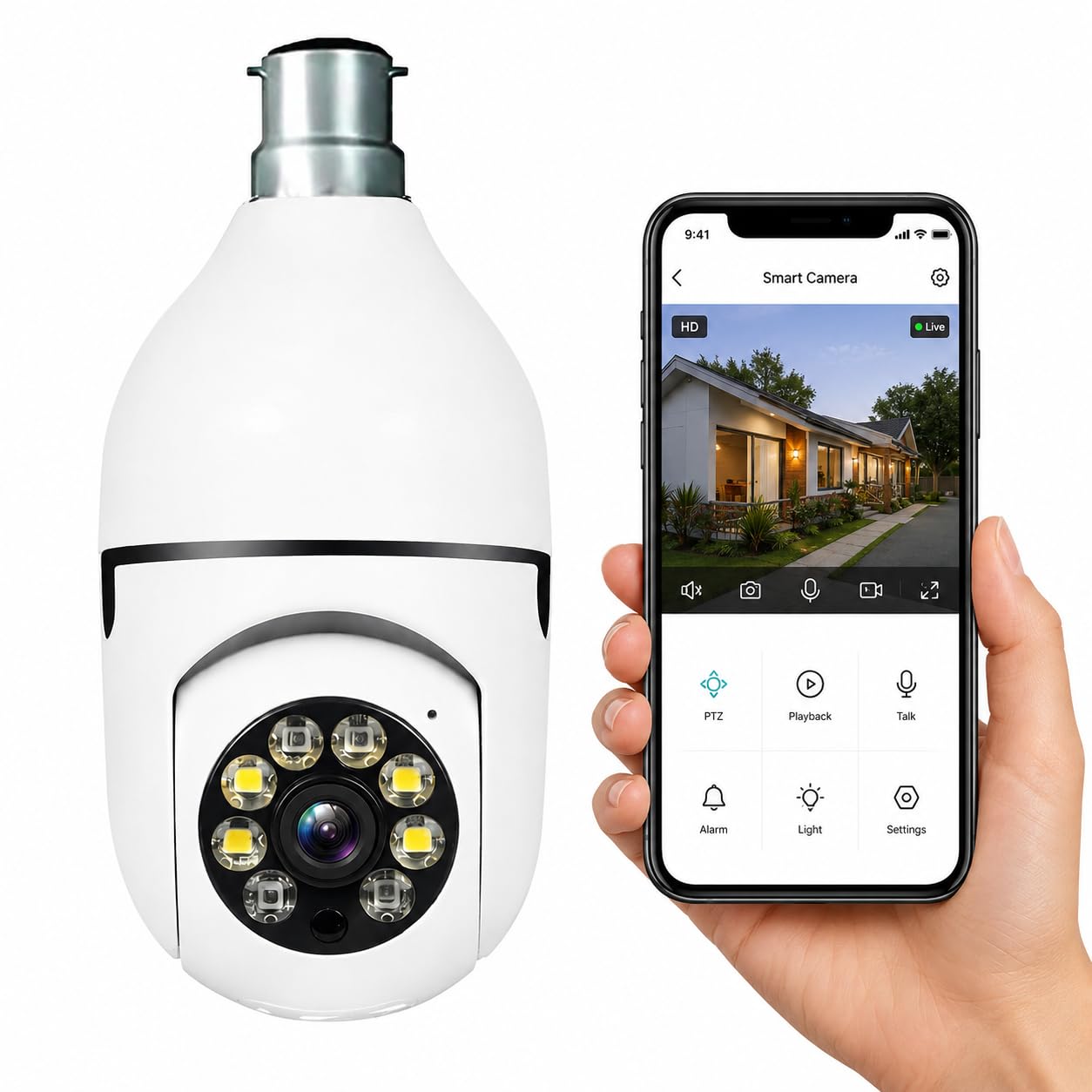 MacCam 3MP WiFi Smart Light Bulb Camera for Home Indoor | 360° View | Full HD | Night Vision | Motion Detection (Black Light)-picture-10