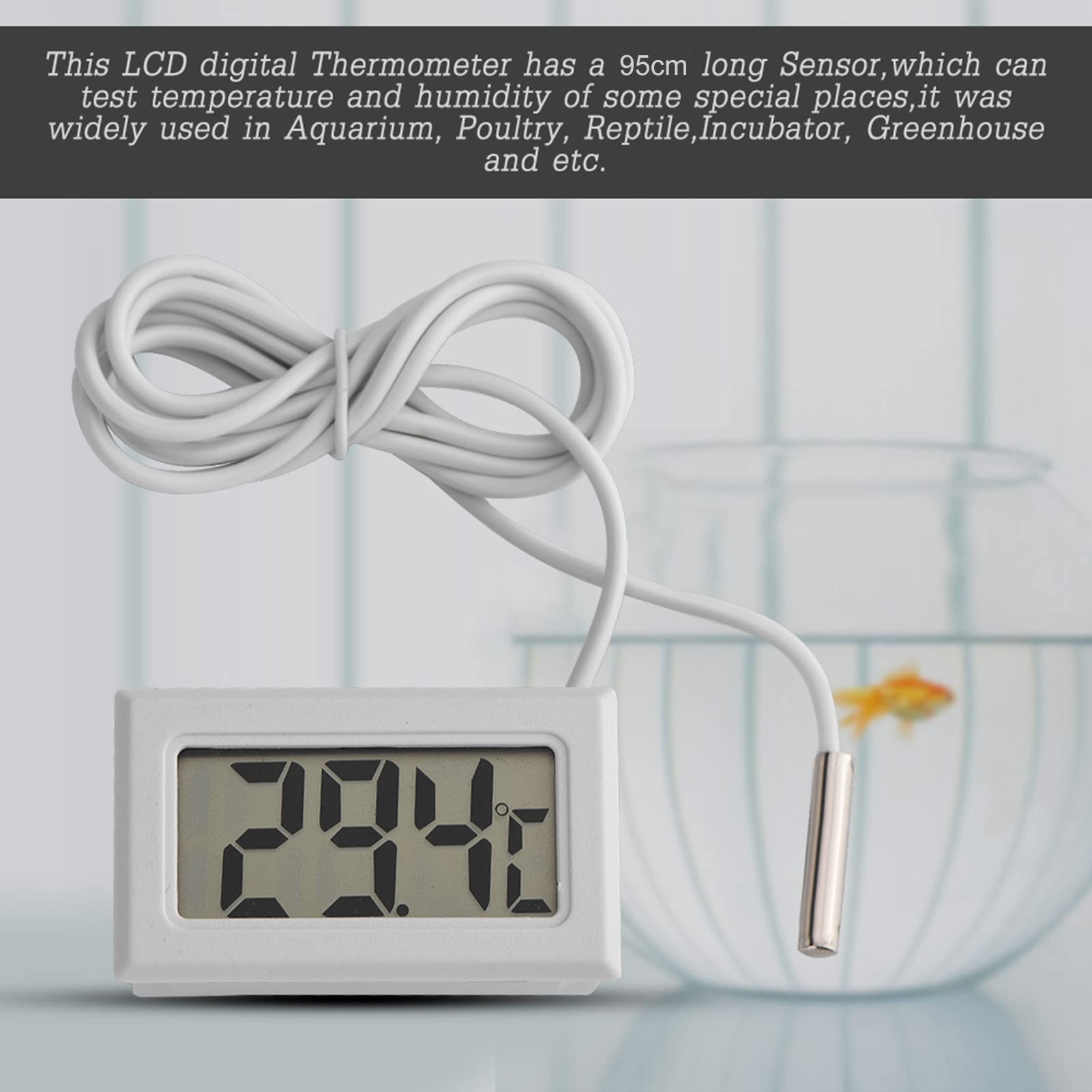Cyfrowy Termometr LCD Mini Wyświetlacz LED Cyfrowy Miernik Temperatury z Zewnętrznym Czujnikiem Sondy do Lodówki Akwariowej Szklarni