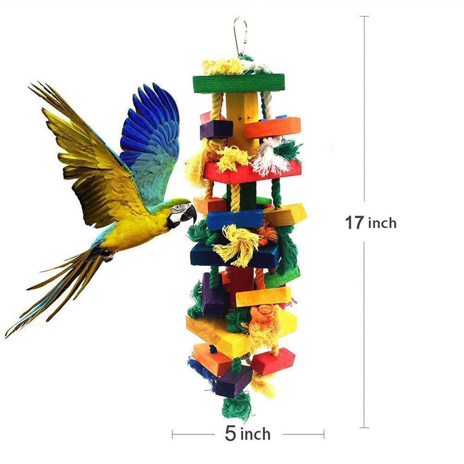 Giocattoli per Uccelli Bird Toys Pappagallo Giocattolo Pet Bird Masticare Giocattolo Parrot Cage Knots Blocco in Legno Naturale Parakeet Swing Bird Parrot Toy