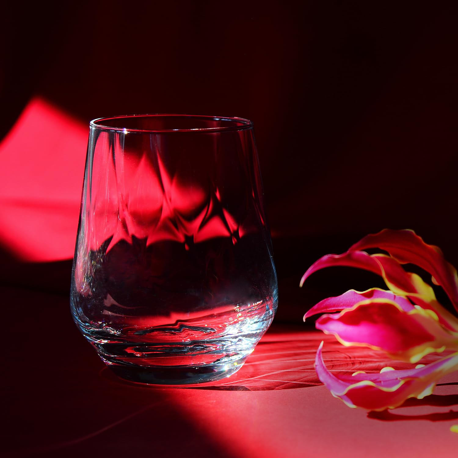 Krosno Splendour LUMI Vasos 430 ml Set de 3, Cristal sin Plomo, Vasos Elegantes para Agua Zumo Cócteles, Diseño Óptico Moderno, Resistentes, Fabricados en Europa