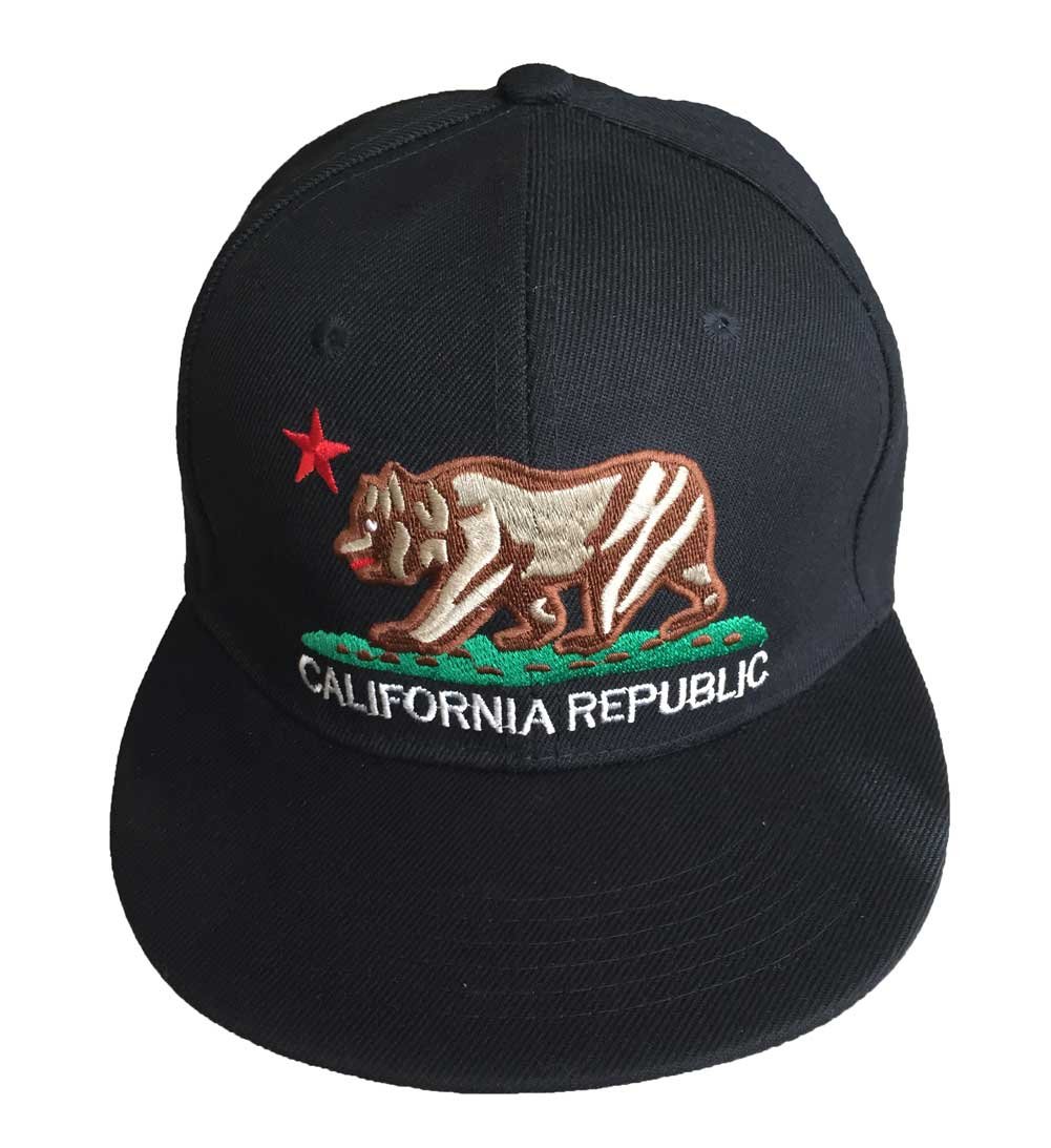 Aesthetinc 3D Embroidered CA California Republic Cali Bear Flat Bill Hat Cap Visor Sport Travel