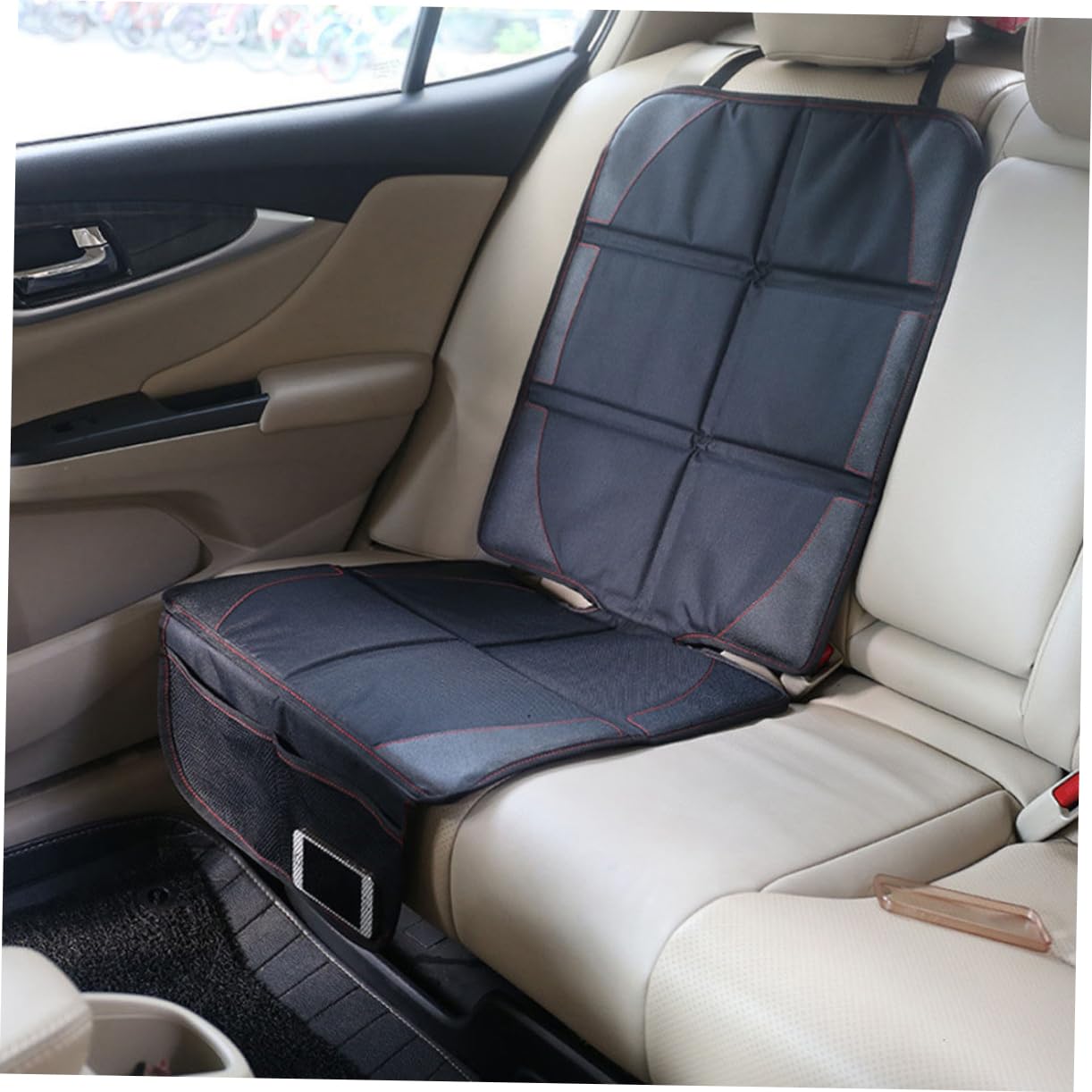 BESTOYARD Protezione per Seggio Auto per Bambini, Lavabile, Tasche, Nero