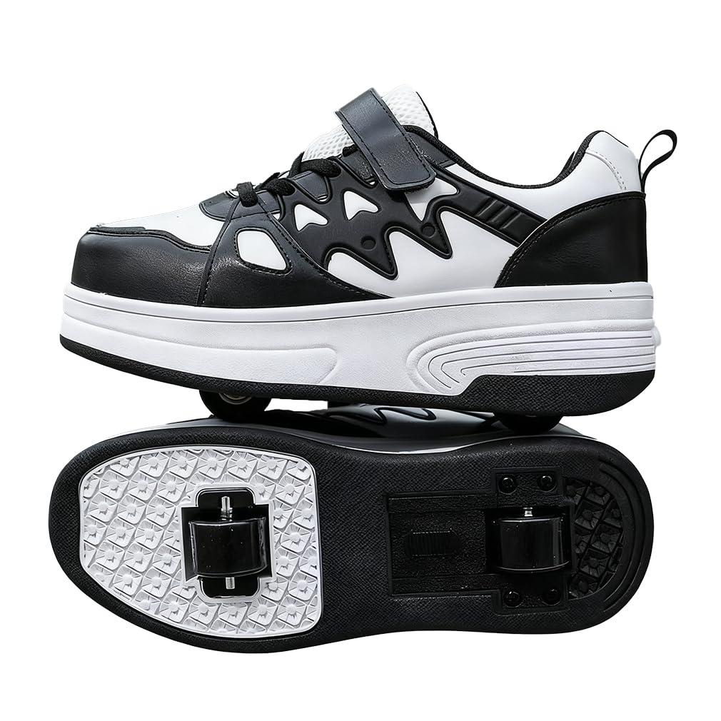 Roller Shoes, 2 Wheels, 4 Wheels, For Boys, Girls, Children, Roller Skating Shoes, White, Black, Junior Roller Shoes, Popular, Leather, Removable, Birthday Gift, Halloween Christmas Gift,