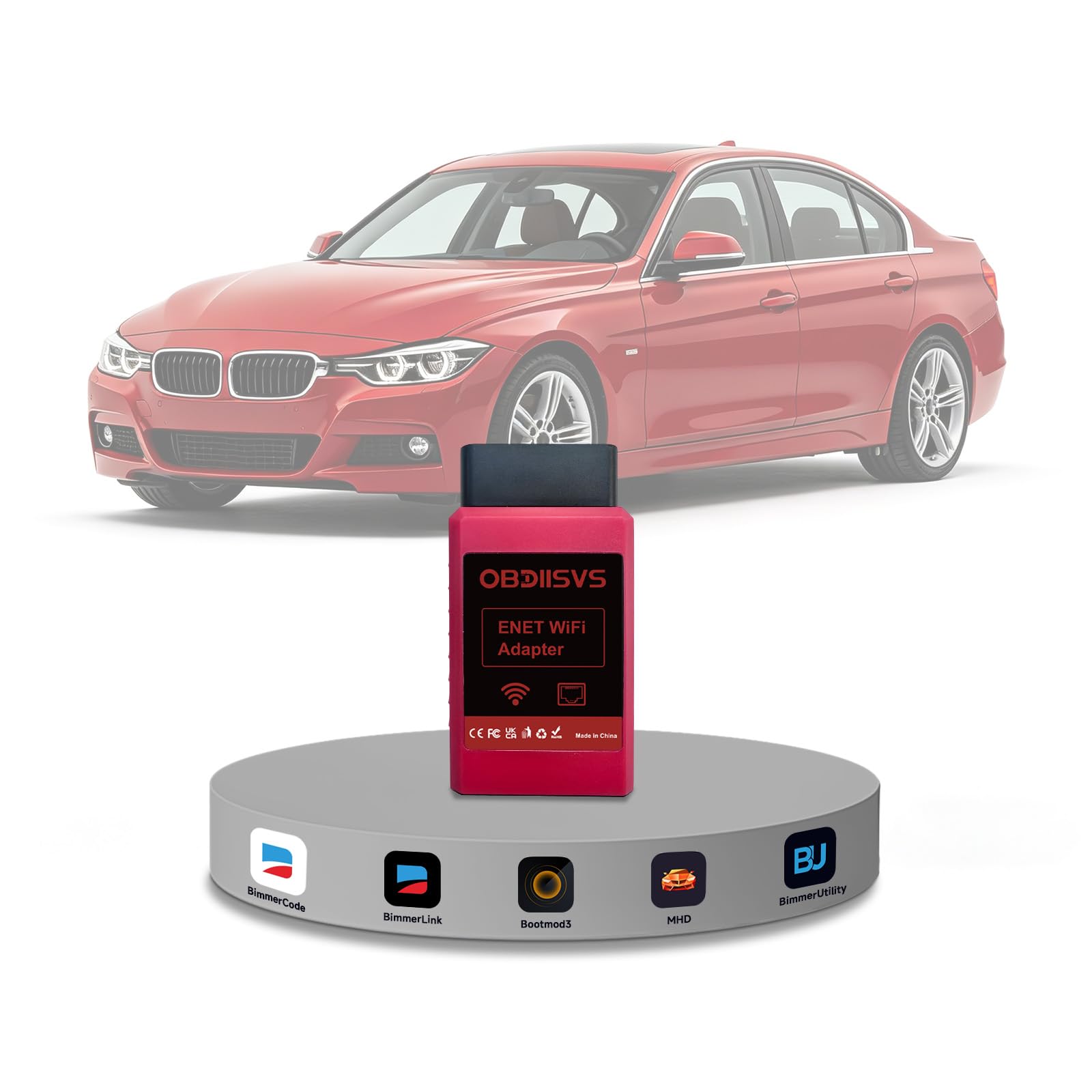 Enet Adaptateur WiFi pour BMW Série F/G/I, adaptateur OBD WiFi compatible avec Bootmod3, BimmerCode, Bimmerlink, Bimmergeeks, MHD, Ethernet vers OBD2, outil de diagnostic et de codage