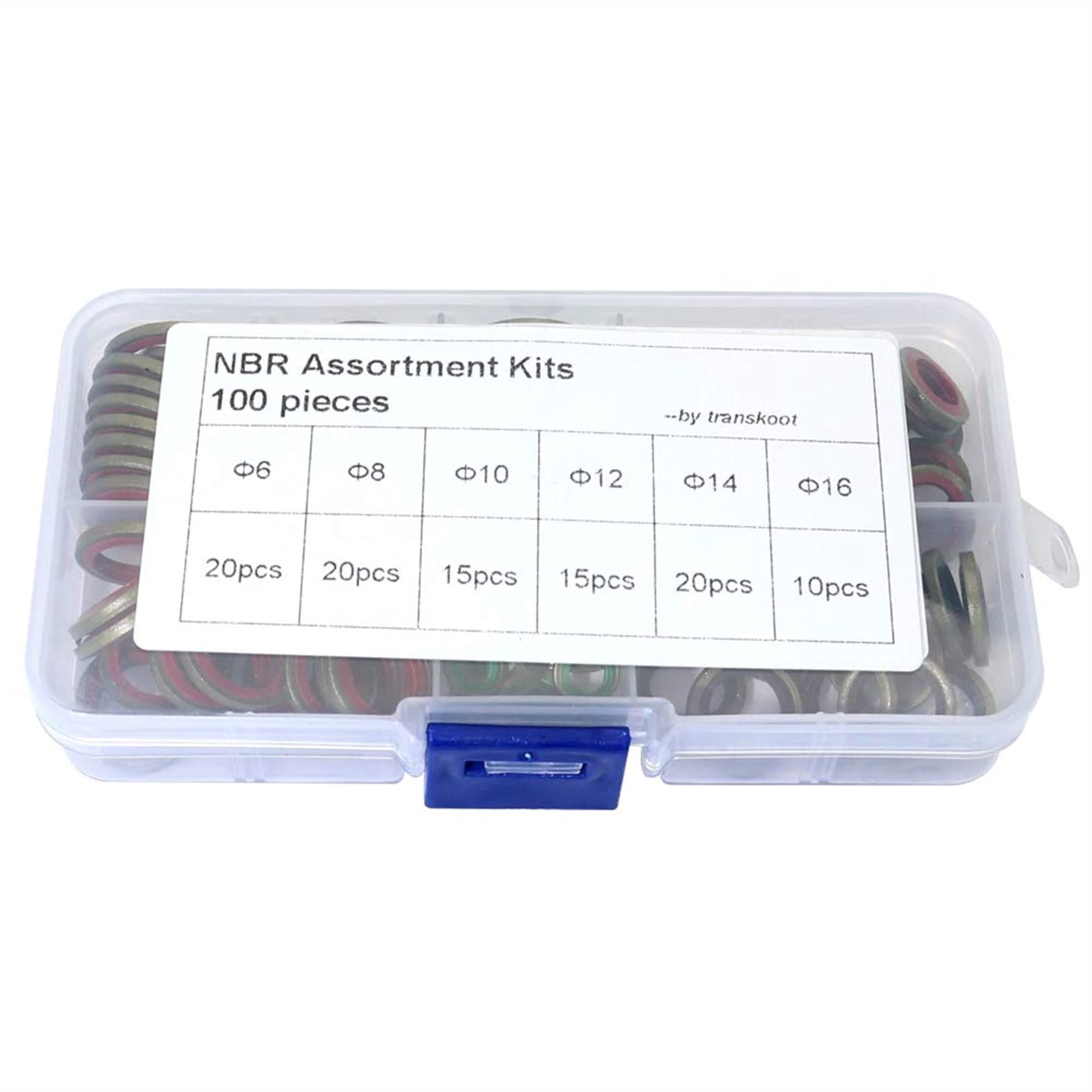Unterlegscheiben-Sortiment-Kits M6, M8, M10, M12, M14, M16, Hochdruck-Hydraulikgummi-Ölrohrdichtung, Metalldichtring, Verschiedene Haushaltsartikel (Farbe anzeigen) anzeigen (wie abgebildet)