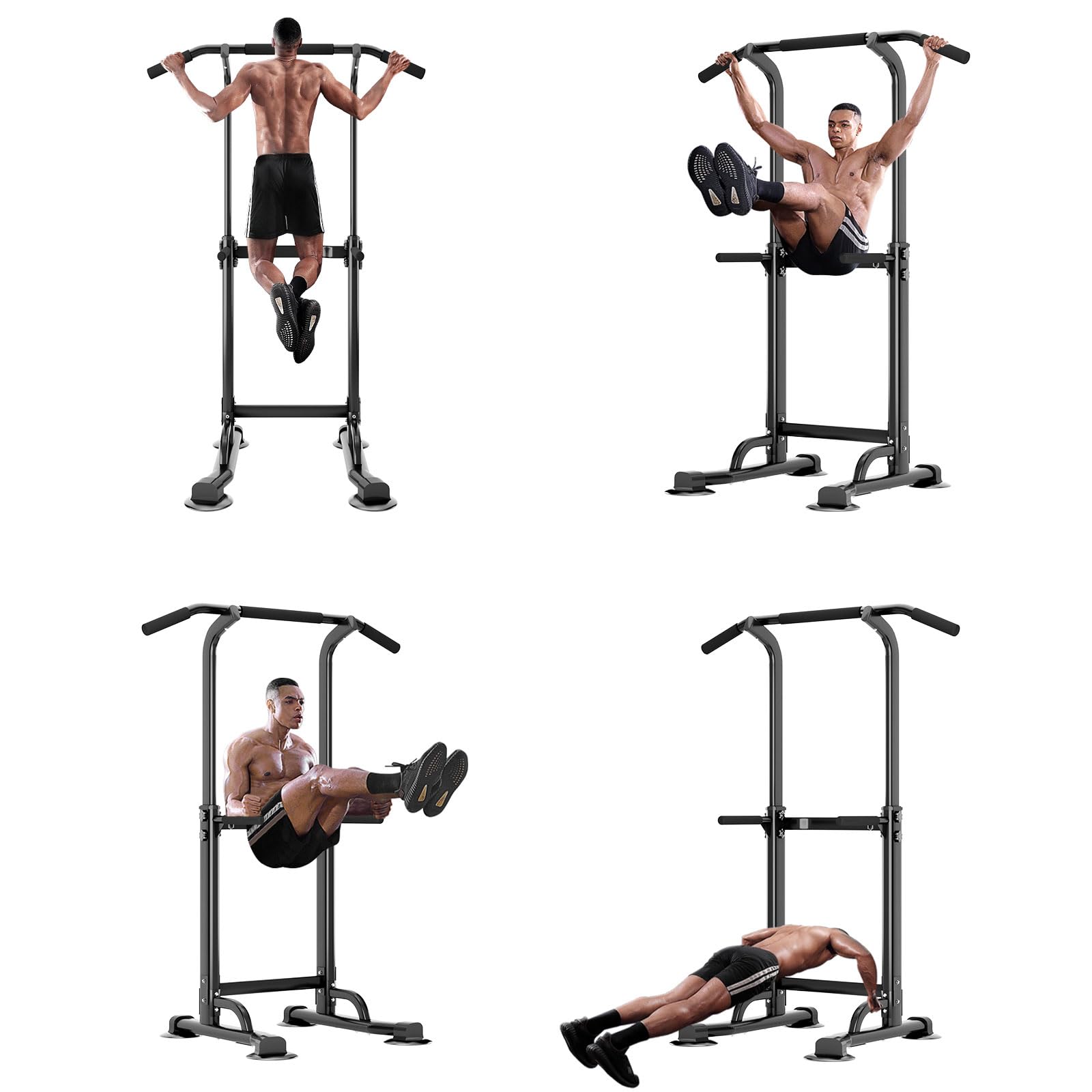 SogesPower Pull Up Power Tower Stazione di immersione Supporti per dips multifunzione per allenamento di forza e fitness a casa, Stazione di allenamento con Altezza Regolabile