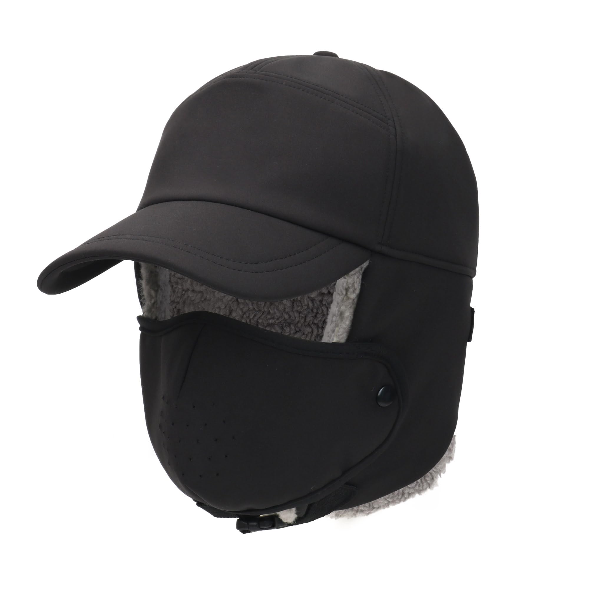 Trapper Hat for Men Women Waterproof Winter Warm Baseball Cap with Ear Flaps and Mask