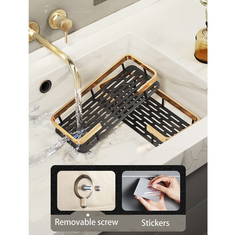 Cesta de ducha Estante de baño Cesta de ducha, Adhesivo de ventosa sin perforaciones en la pared, Soporte de champú para inodoro de aluminio dorado negro, Estante organizador de cocina Almacenamiento