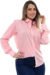 Camisa Social Feminina Lisa Manga Longa Estruturada Slim