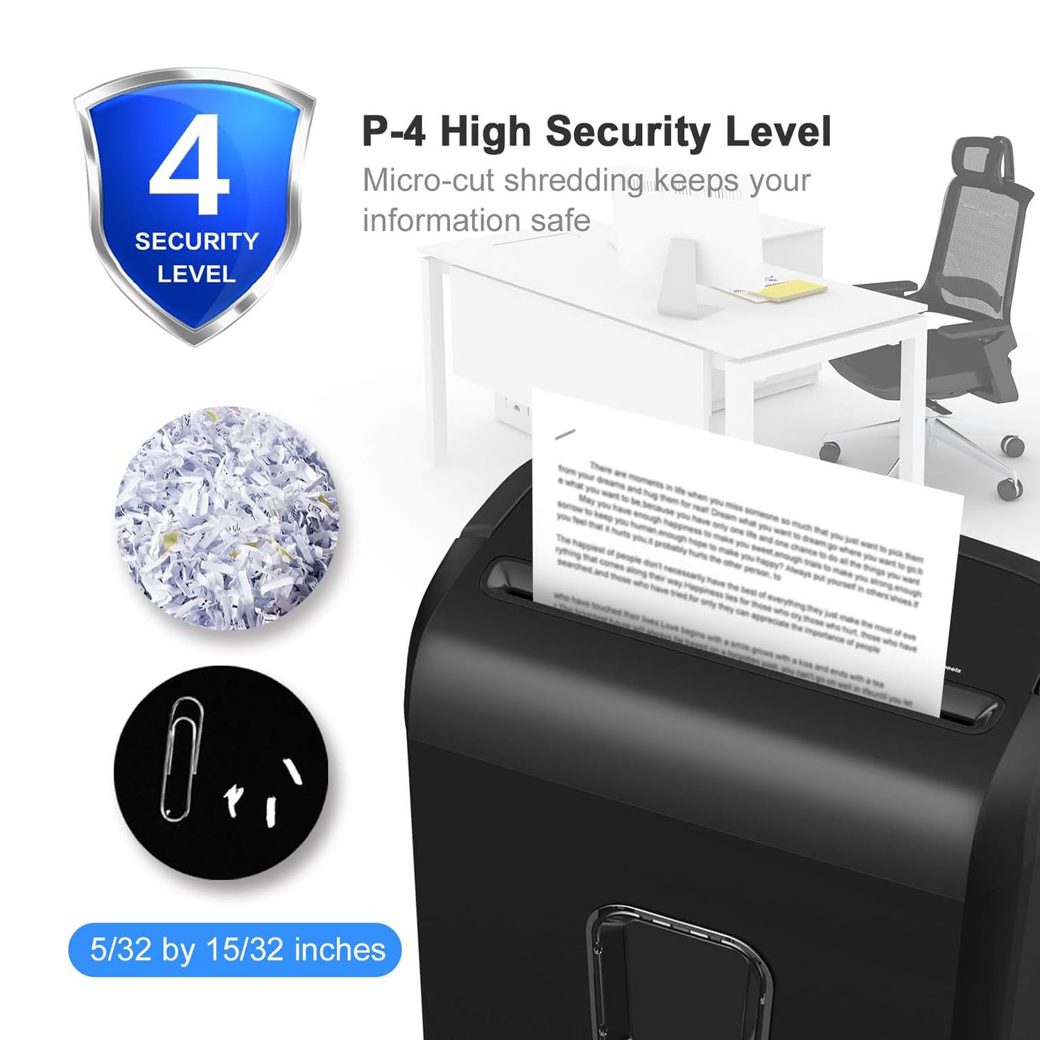 Amazon.com : Bonsaii 6-Sheet Micro-Cut Shredder, P-4 High