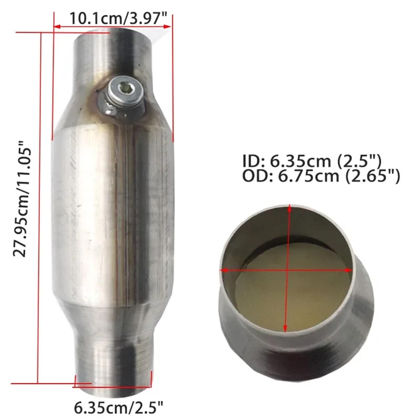 katalizator samochodowy katalizator akcesoria 2'' 2.25'' 2.5'' 3" Uniwersalny katalizator z sondą lambda 400 ogniw, tłumik o wysokim przepływie, silnik 2.4L(2.5 inch)