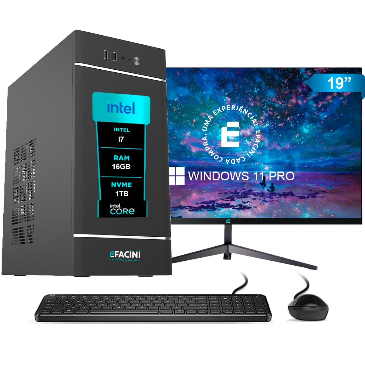 PC Computador Completo eFacini Intel Core i7 2ª Gen 16GB Windows