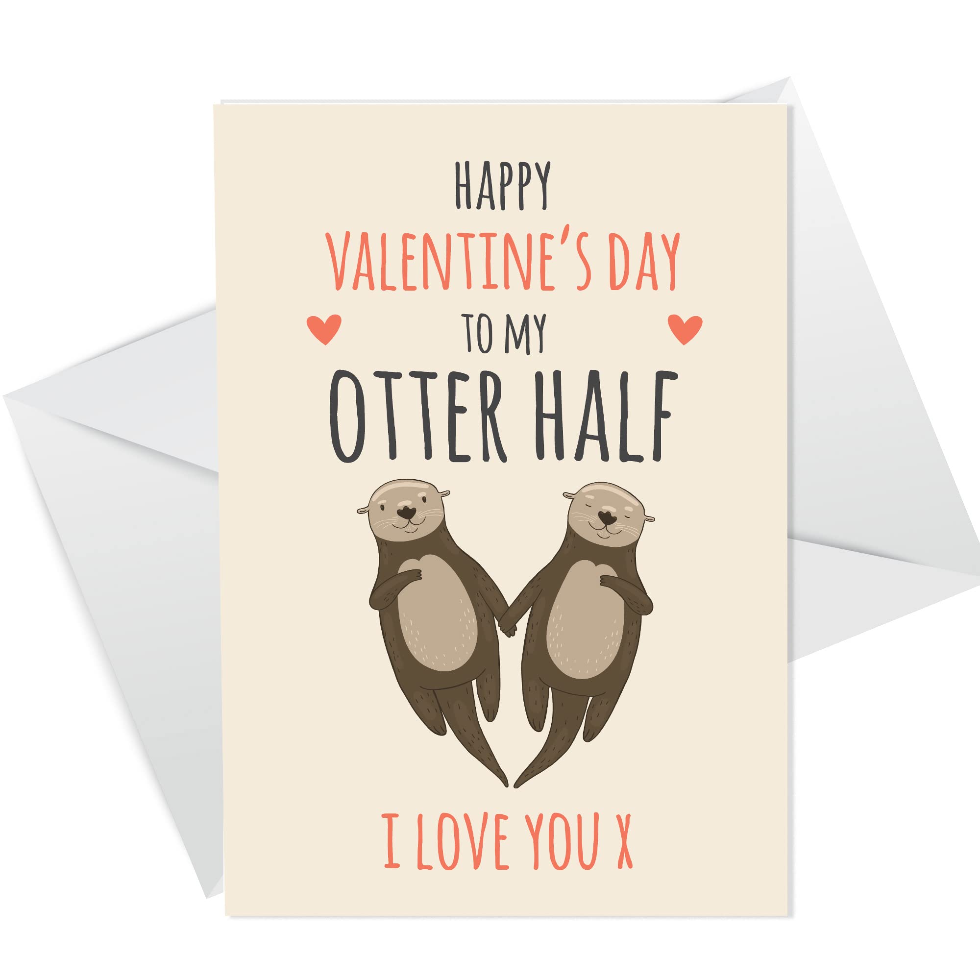 RED OCEAN Valentines Day Card For Husband Wife OTTER HALF Valentines Card Boyfriend Girlfriend Partner Him Her