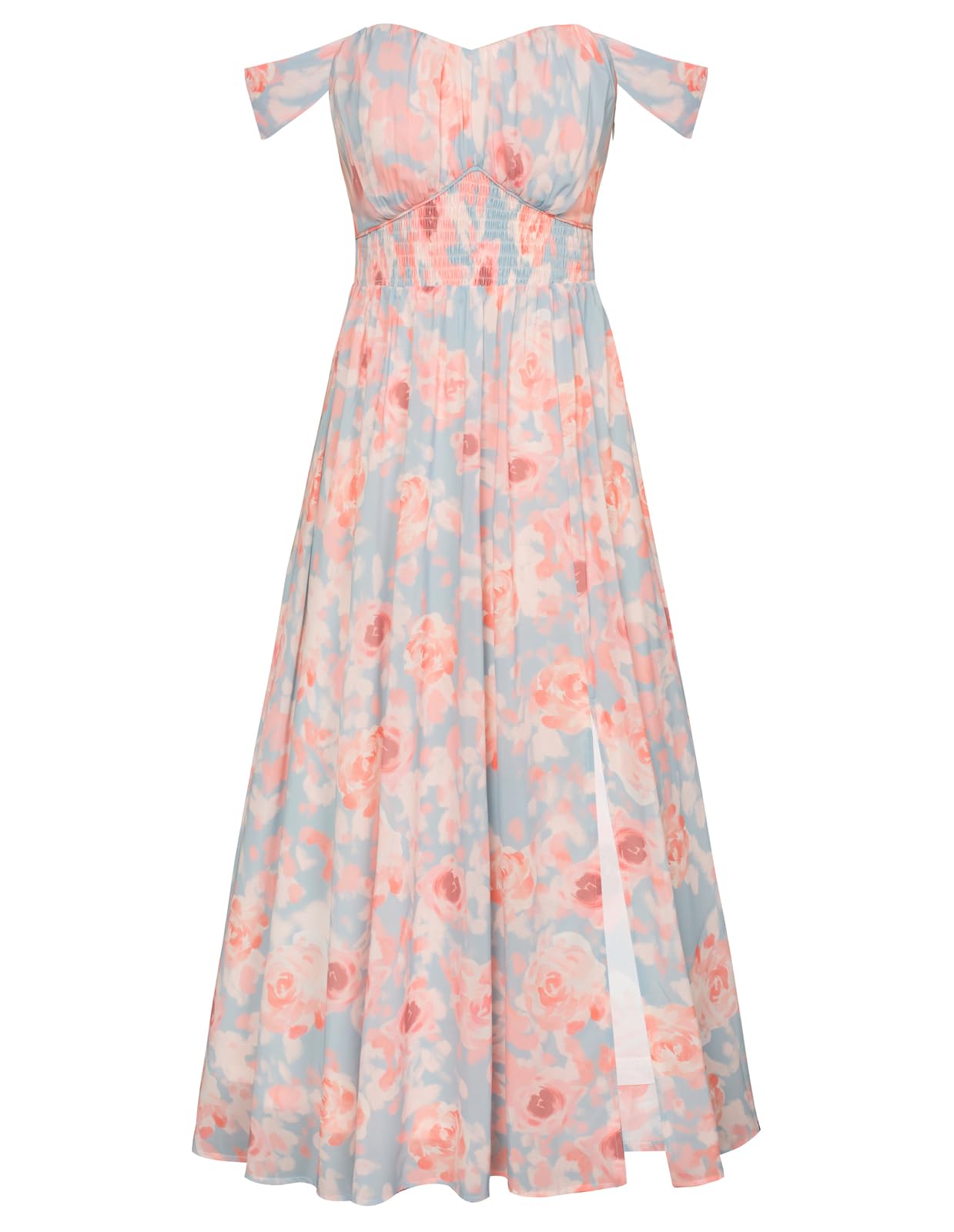 GRACE KARIN 2026 Women's Summer Floral Wedding Guest Dress,Beach Flowy A Line Maxi Off Shoulder Bridesmaid Dresses
