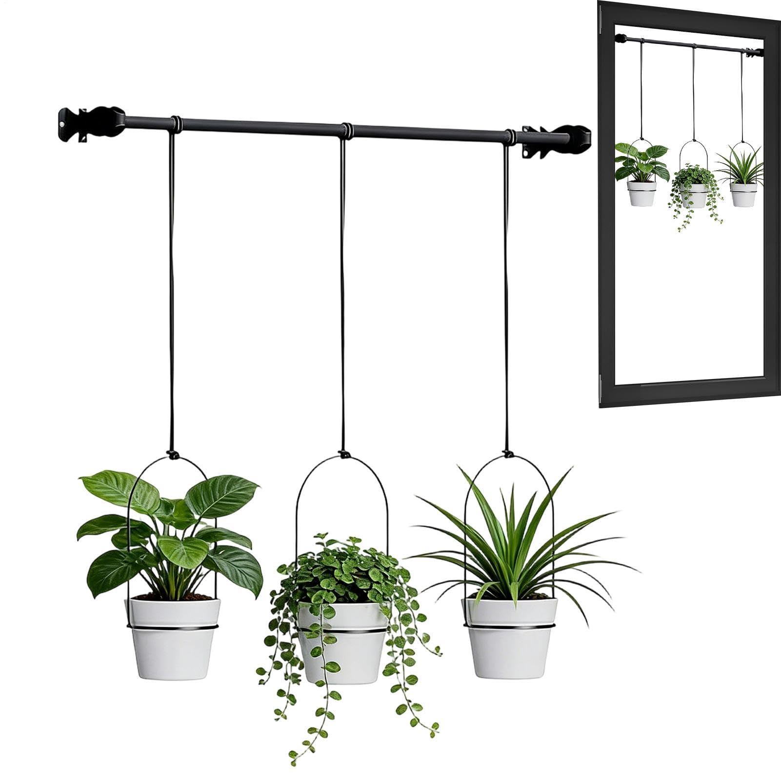 Pots pour – Panier pour jardinière à suspendre pour fenêtre avec tige réglable, pots pour d'intérieur avec revêtement amovible, accessoire décoratif de jardin mural | pour cuisine