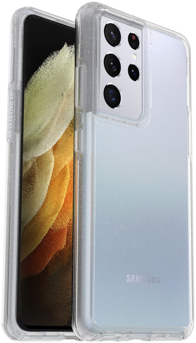 OtterBox Symmetry Clear Case for Samsung Galaxy S21 Ultra 5G, Shockproof, Drop proof, Protective Thin Case, 3x Tested to Military Standard, Antimicrobial Protection, Stardust