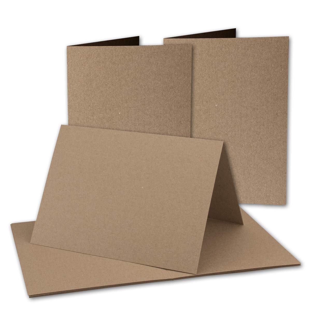 50x Vintage Kraftpapier Falt-Karten SET mit Umschlägen und Einlegern DIN B6-120 x 169 mm - 350 g/m² - blanko I by GUSTAV NEUSER®"