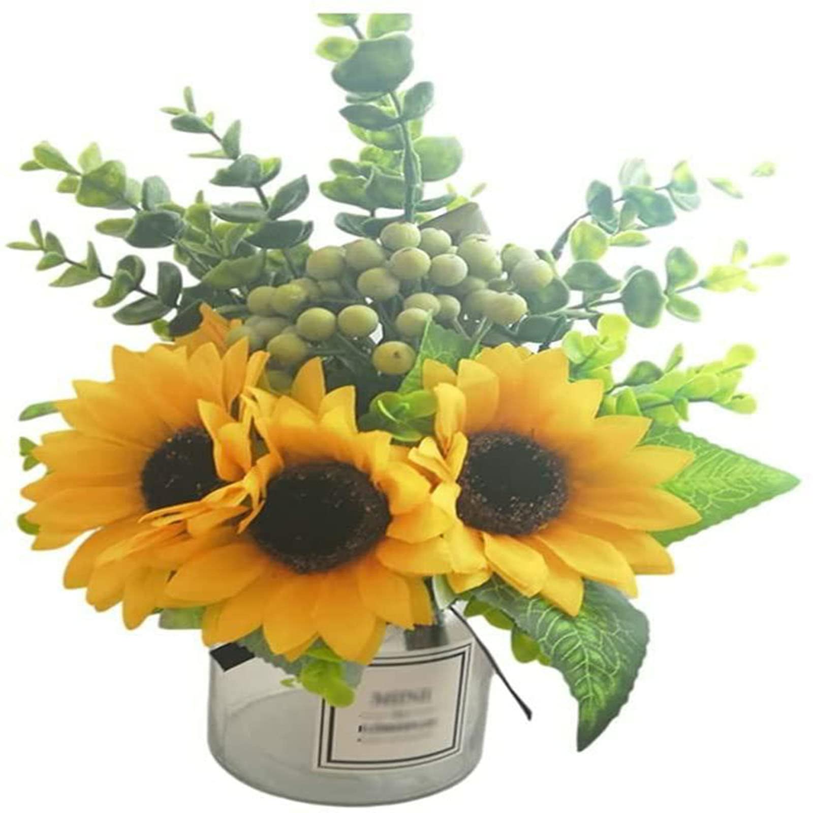 XDLEDMKIZ Artificial Flower Sunflower Bouquet Plastic Flowers Faux Silk for Table Centerpieces Arrangements Party Garden Fake Flowers