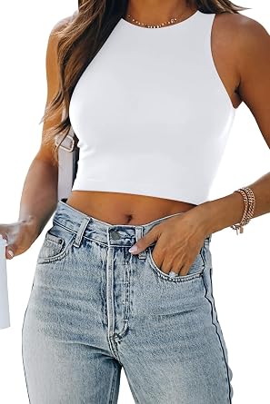 EFAN Womens Double Lined Racerback Crop Tank Top
