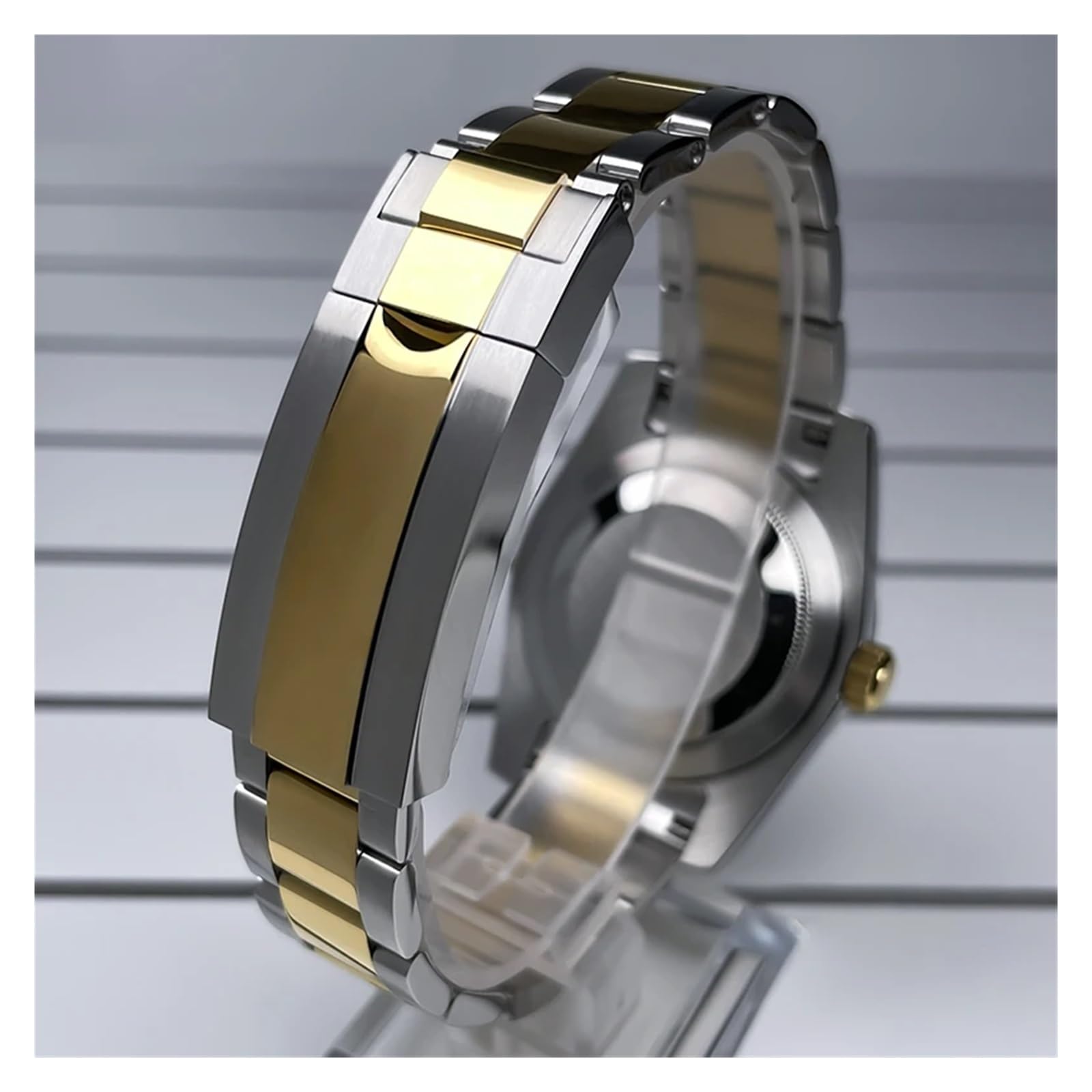 1PC 39mm NH35 Gehäuse geriffelte Lünette DJ2T Gelbgold Saphirglas Skx Mod Teile passend for NH35/36/38 Uhrwerk Stahluhr