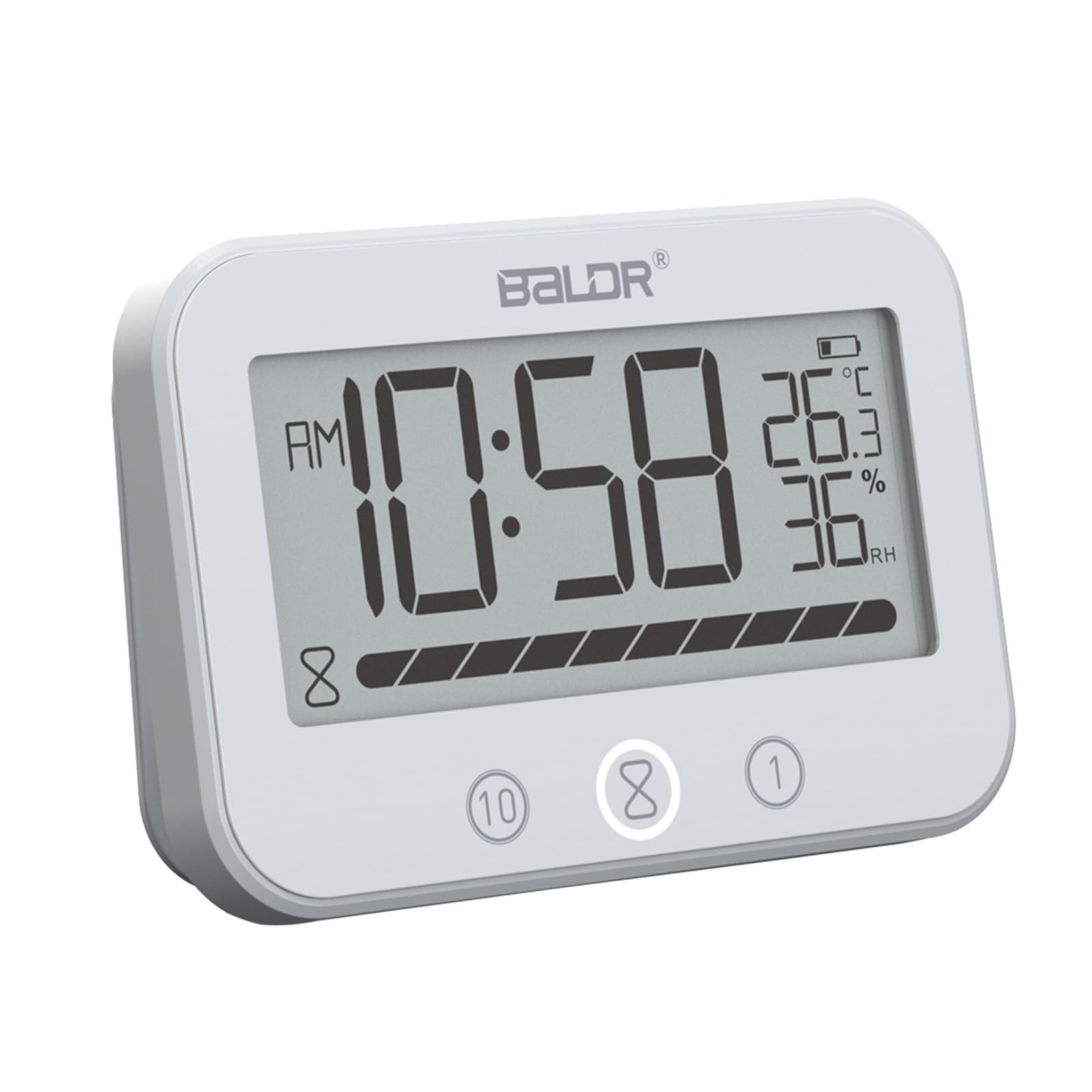 Orologio da Bagno Digitale, Orologio da Doccia Impermeabile IP54 con Temperatura e Umidità, Conto alla Rovescia da 99 Minuti con Allarme, Ampio Timer LCD con 2 Ganci Adesivi e 2 Ventose