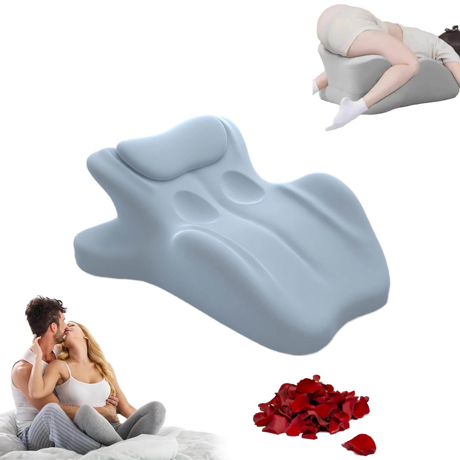 Almohada para parejas, ángulo de 27°, posición perfecta, cojín de cuña de espuma viscoelástica para apoyo de intimidad y espalda, ideal para todas las posturas, mantiene la noche agradable