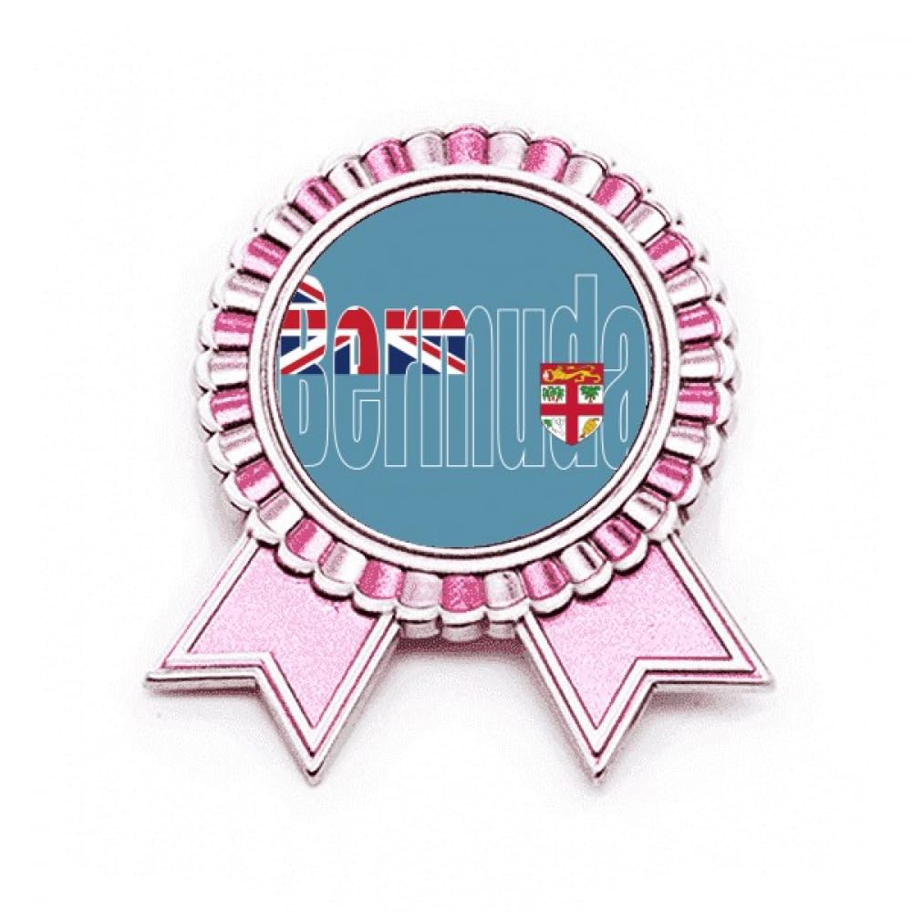 Broche drapeau des Bermudes rose accessoire de mode en métal - 4