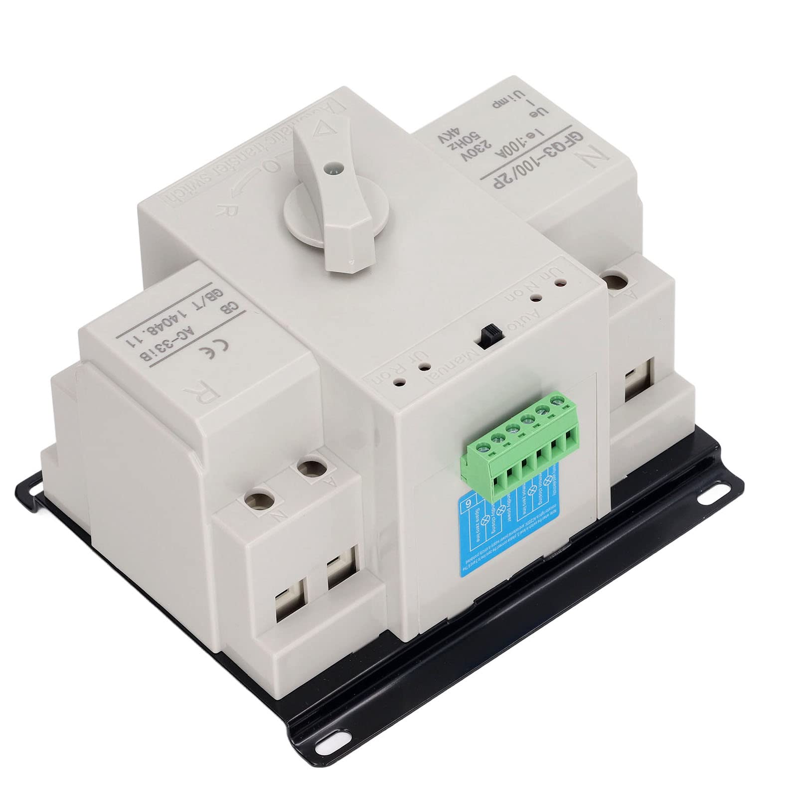 Automatic Changeover Switch, 125A PC Flame Retardant Brass PCB Silver ATS Dual Power Automatic Transfer Switch Indicator Light Display for Factory-image-12