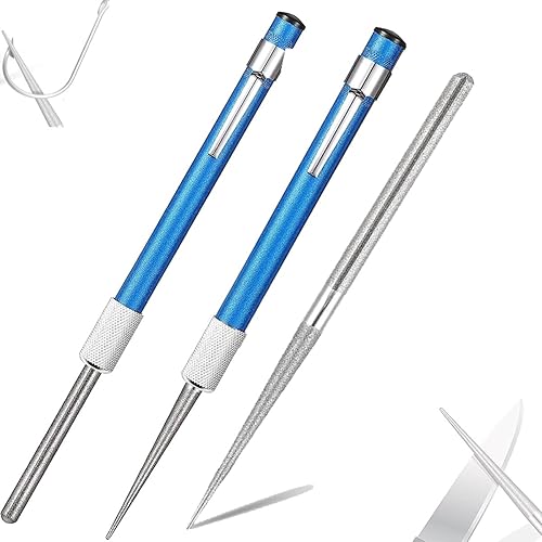 Varilla de afilador de acero portátil, 2 piezas de diamante dentado retráctil, afilador de cuchillos de acero, multiuso para cazacampamentococina