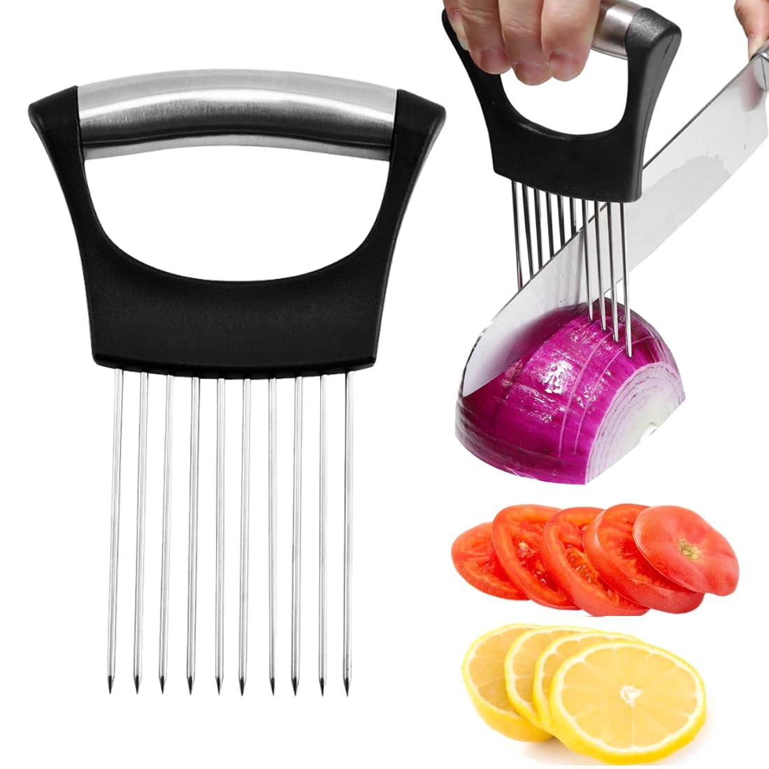 Support à Oignons Pour Trancher - Porte-légumes En Acier Inoxydable, Coupe Oignons, Tomates, Viande - 8