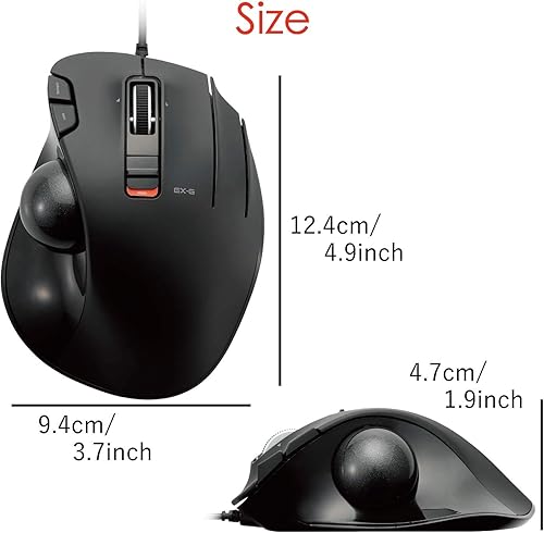 Miniatura 8 de ELECOM EX-G Ratón de Trackball con cable, ergonómico, control de pulgar, bola de rodillo de seguimiento suave, 6 botones programables, mouse de