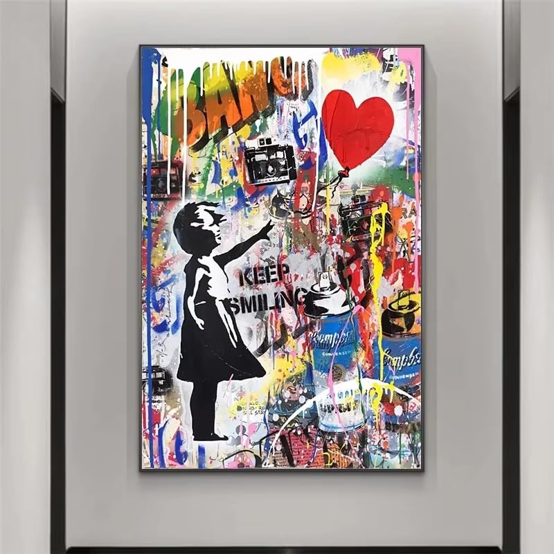 Tableau sur toile style graffiti de Banksy pour habiller un grand mur vide