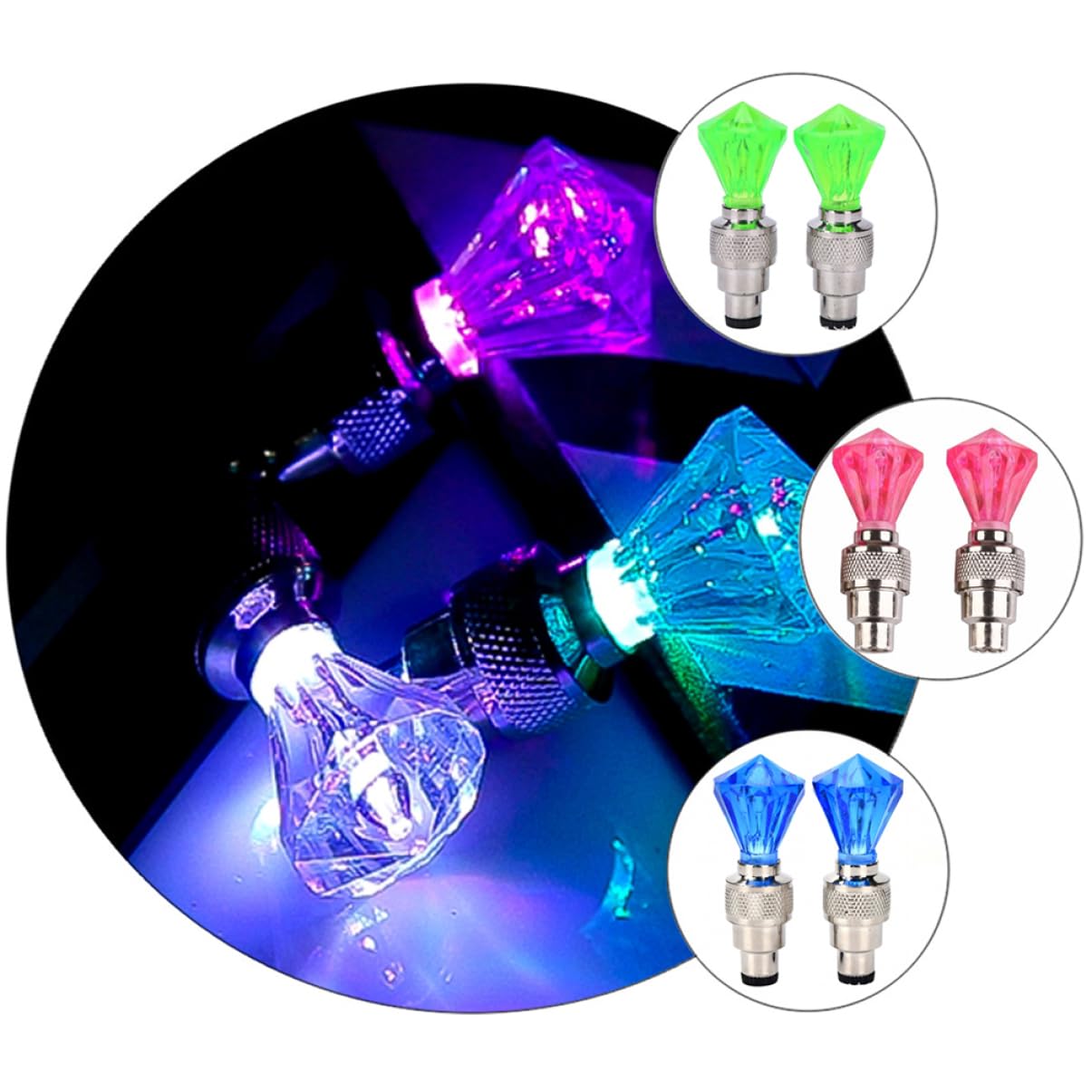 Happyyami Luce della Valvola della Bicicletta Torcia Elettrica A LED Ciclismo Ciclo Strada Faro Anteriore Luci dei Raggi della Bici Auto Leggero Ruota Biciclette Plastica