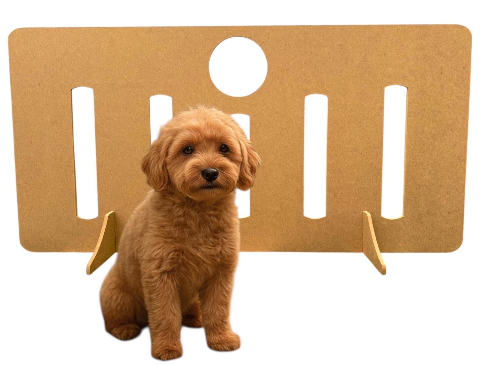 See-Through Wooden Stopper Barrier – Freestanding Dog Stopper for Stairs | Dog Barrier Gate | Portable Wooden Pet Stopper | Puppy Gate for Stairs Indoor | No Drilling Required (40cm (H) x 75cm (W))