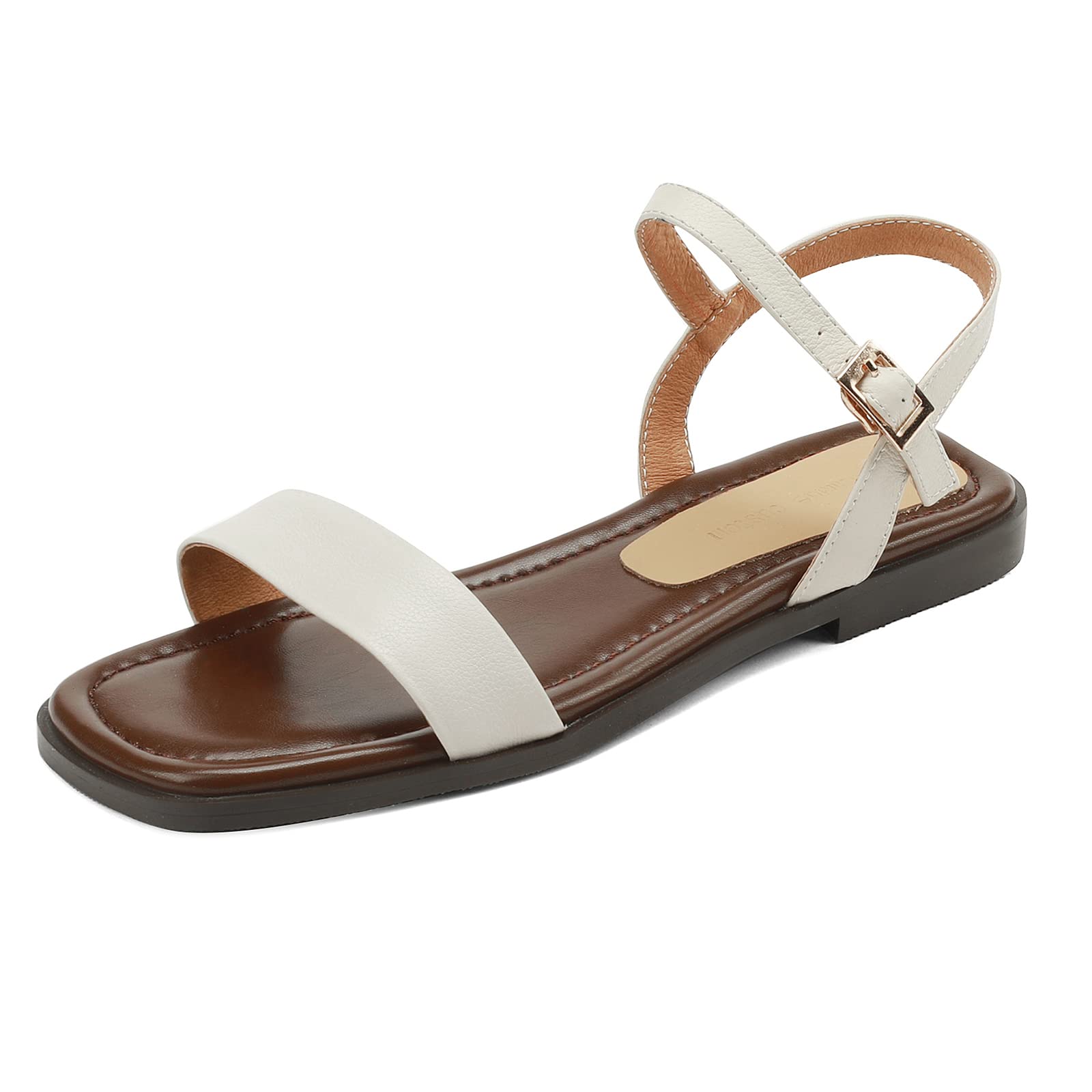 Lizoleor Sandali Scarpe Donna Piatte Aperte con Cinturino a T Comodo Beach alla Schiava