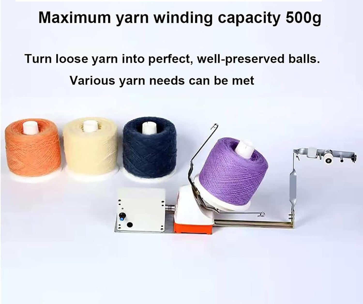 Bobinadora de Bolas de Hilo eléctrico,Velocidad Ajustable,Capacidad máxima 500 g,Combinación de Hilo Multicapa,para Bola de Hilo de Engranaje de Fibra metálica/Lana/Nylon