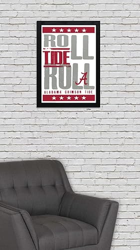 Miniatura 7 de Gifts for Alabama Crimson Tide fan - Roll Tide Roll Letterpress Poster - Officially Licensed Art Print - 13x19" - Bama Gift (Add Black Frame)