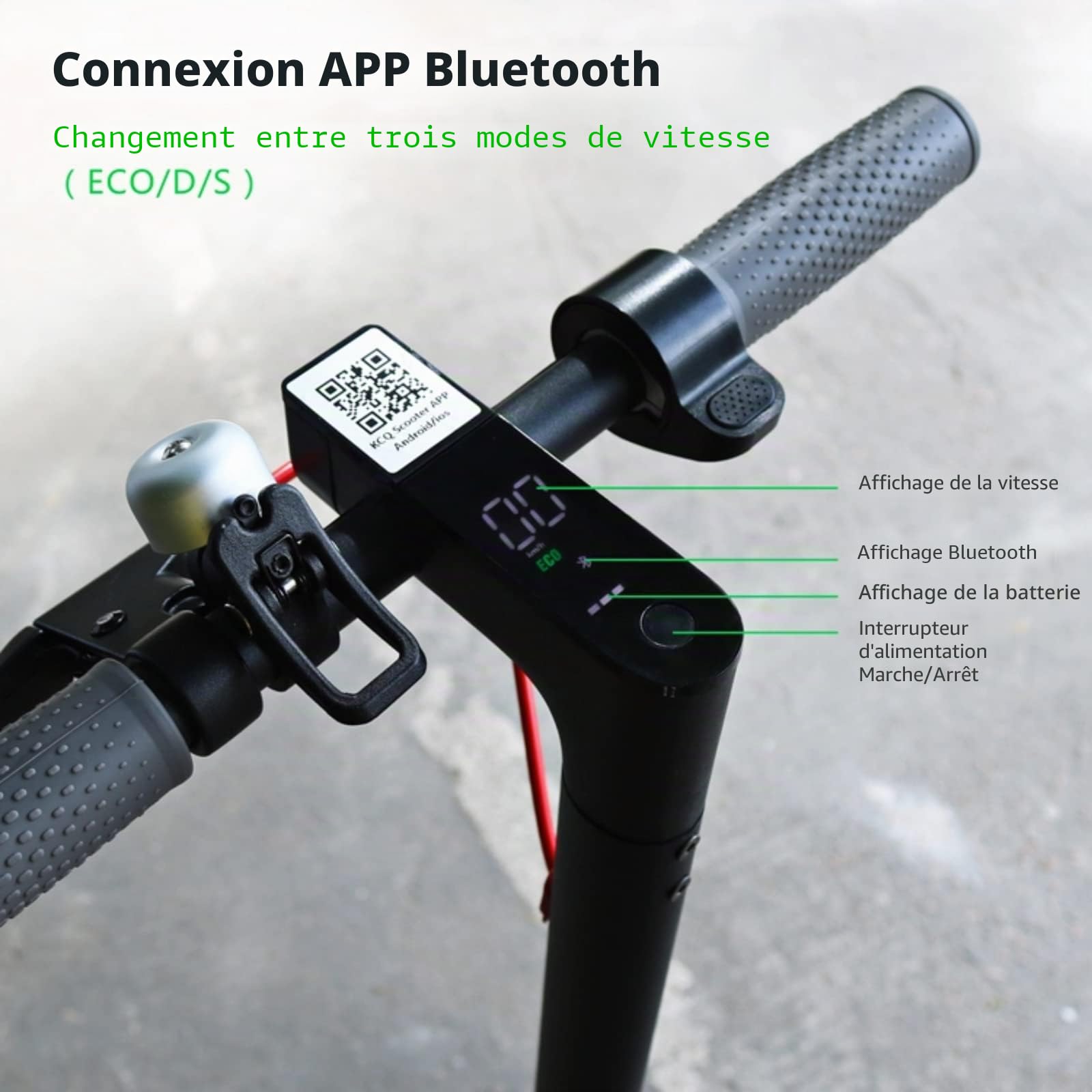 Trottinette électrique de 8,5 pouces avec application, moteur puissant, 7,5 Ah à 30 km de distance, scooter électrique pliable pour adultes Noir