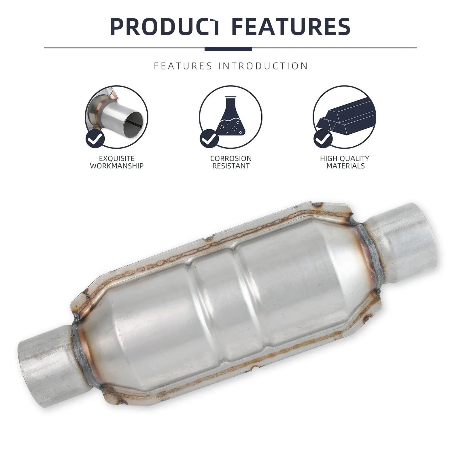 katalizator samochodowy Uniwersalne 2,5"/63mm katalizatory wydechowe ze stali nierdzewnej z osłoną ochronną pasujące do Forda i Chevroleta Silverado Katalizator katalizator