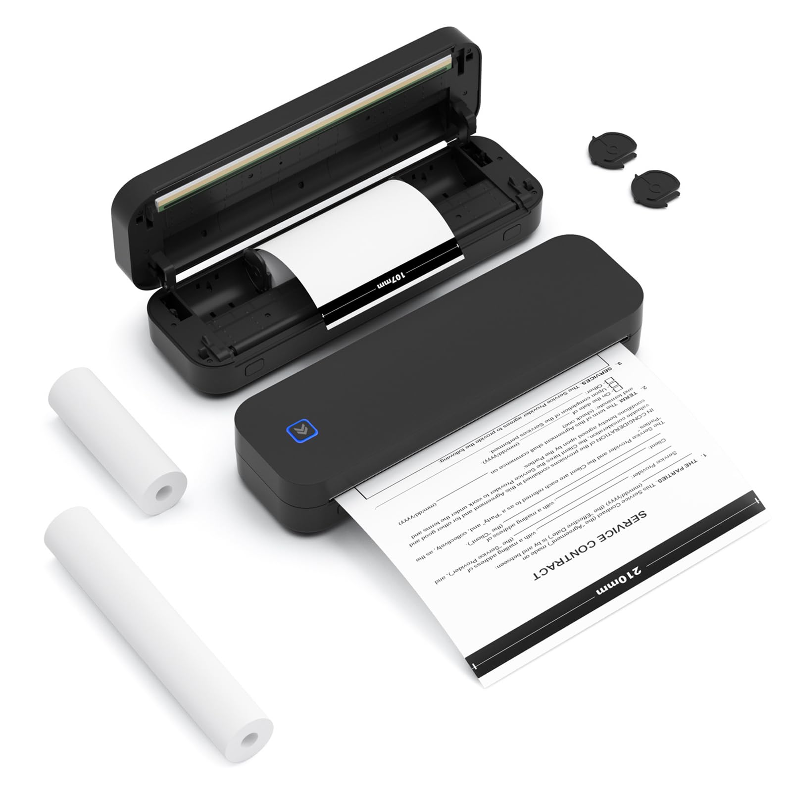 Thermal Printer, Portable Printers Wireless for Travel, Inkless A4 Thermal Printer with Thermal Paper &amp; Paper Limiter (Black)