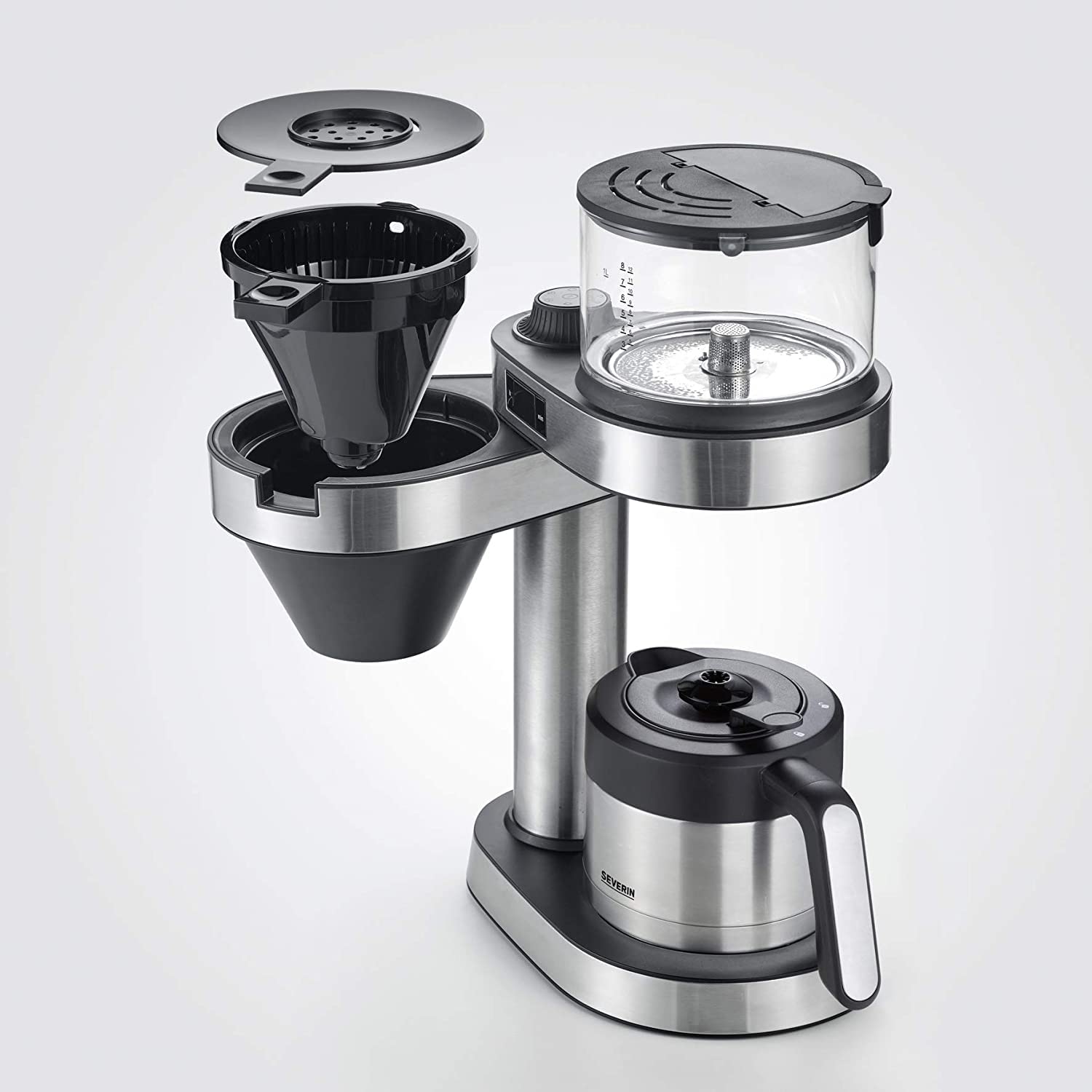 SEVERIN Filterkaffeemaschine Caprice Thermokanne 1l Edelstahl-gebürstet/schwarz KA 5761