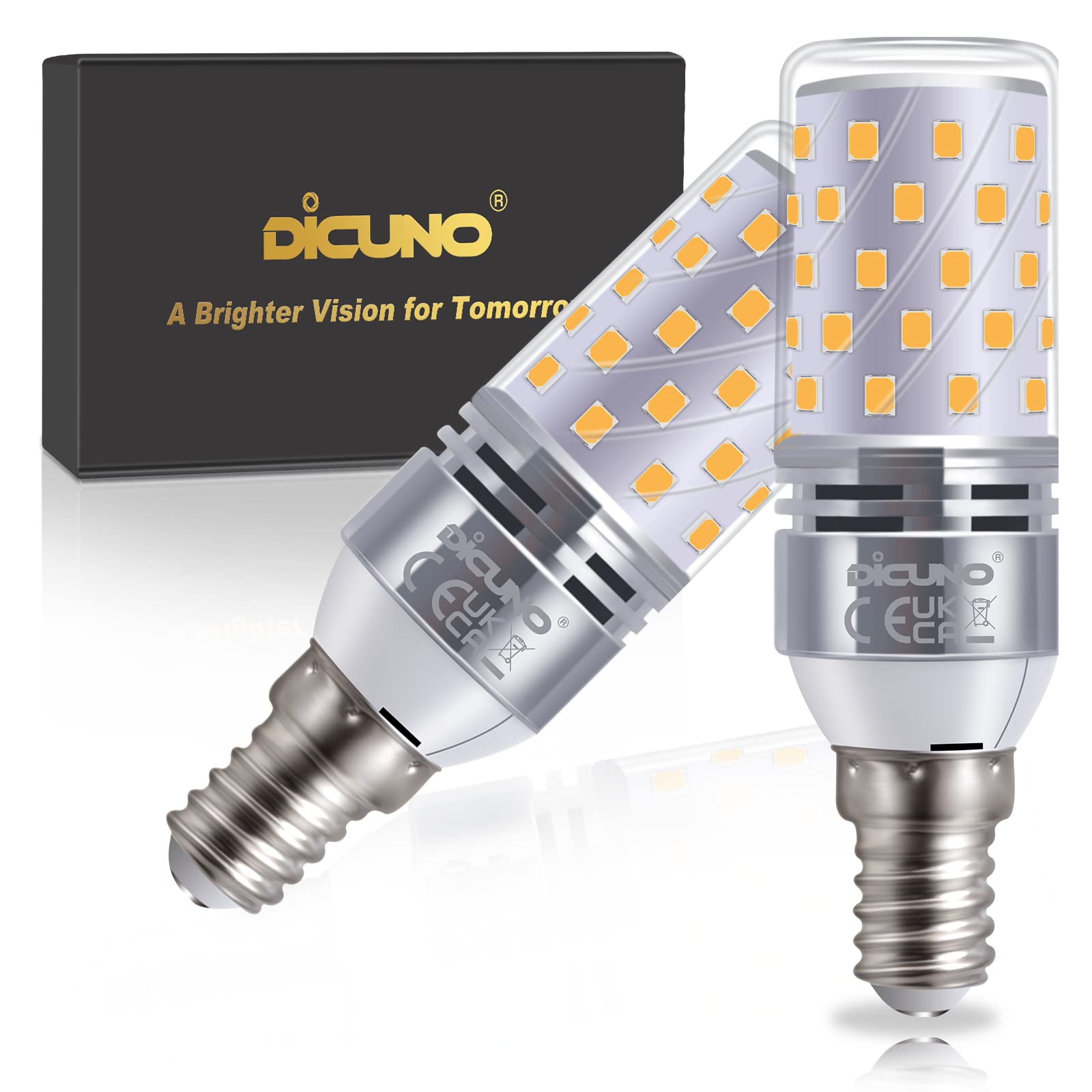 DiCUNO E14 LED Bulb 8W, E14 Small Edison Screw Light Bulbs, Natural White 4000K, 100W Incandescent Equivalent, 1000LM Non-Dimmable, 230V, SES Corn Light for Home Lighting, Pack of 2