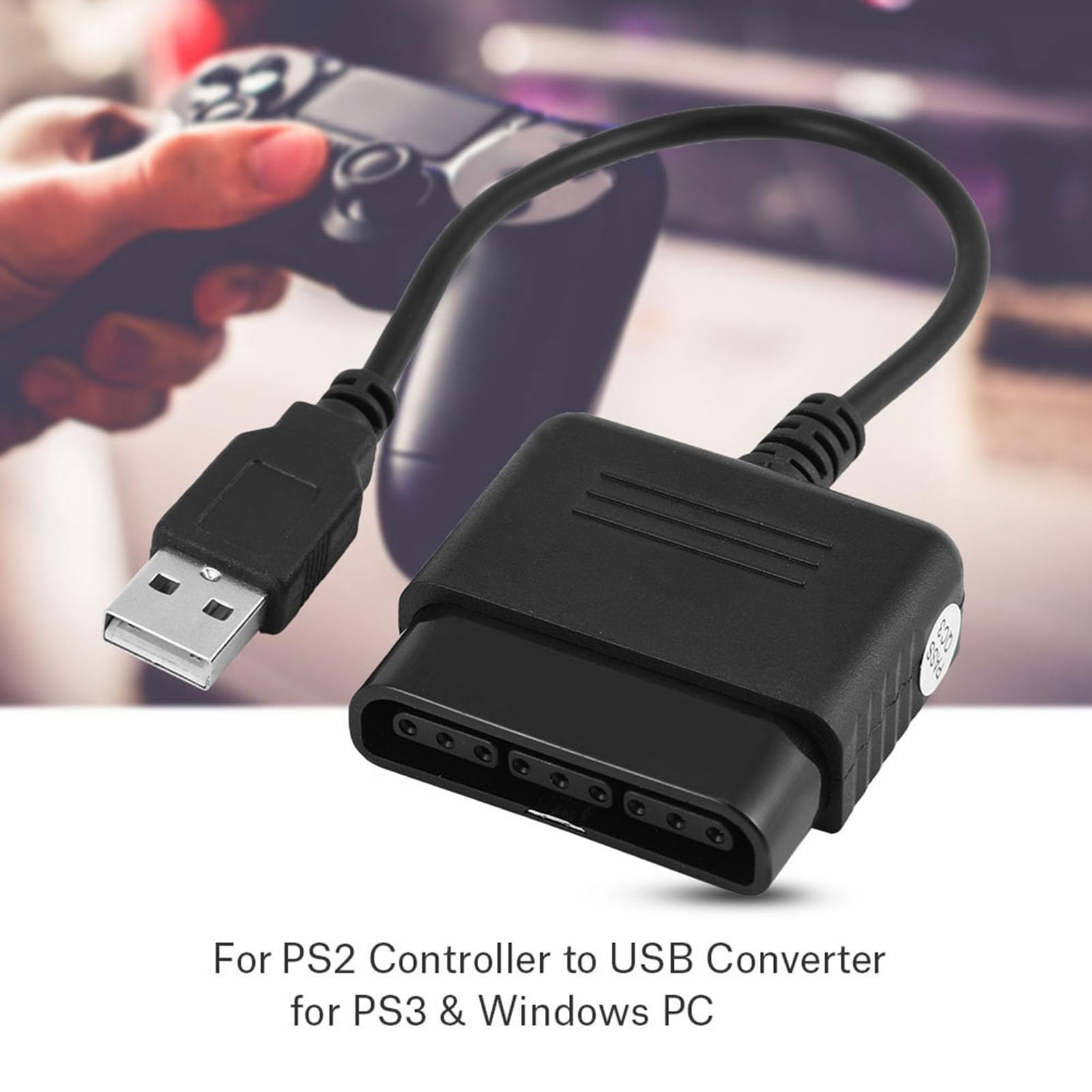 Tissting Adattatore Controller PS2 a USB, Convertitore Cavo per Controller PS3/PC, Materiale ABS, Compatibile con PS2, PS3, PC per Giocatori di Videogiochi