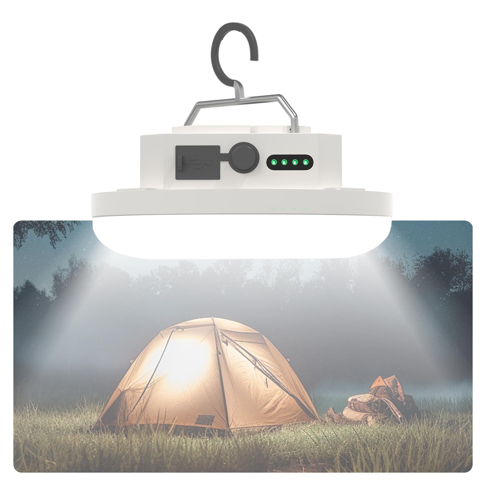 Iluminación de tienda colgante recargable de 10000 mAh, linterna LED portátil de 30 W 4000 lm con imán, 4 modos de iluminación, linterna LED impermeable IPX5 para emergencia